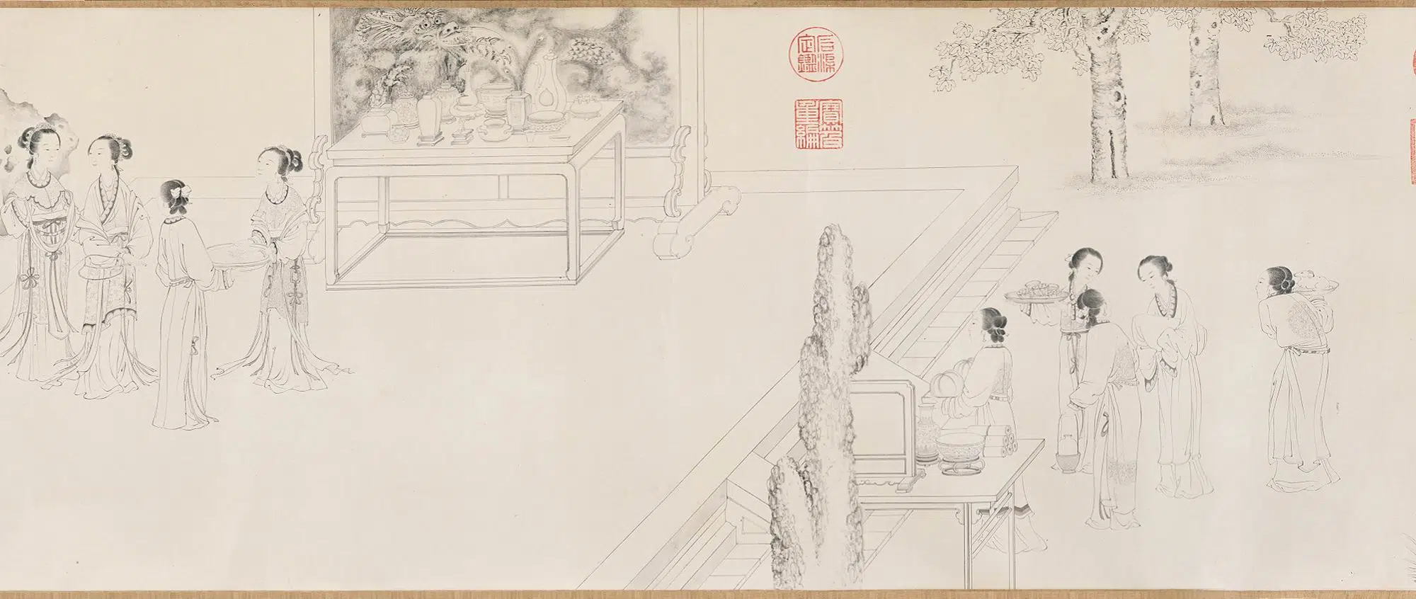 清代【丁观鹏】《乞巧图卷》 第3张