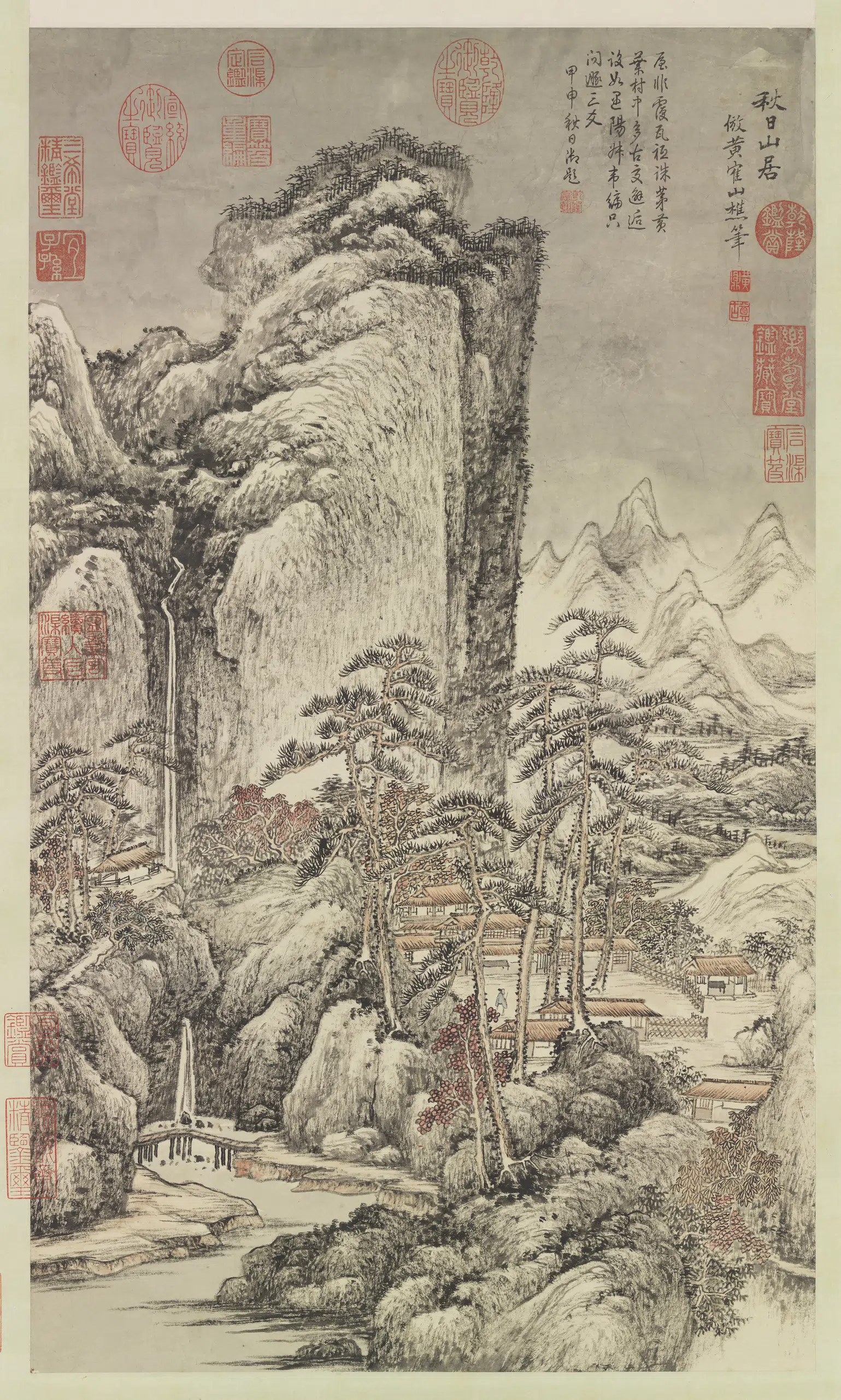 清代【黄鼎】《秋日山居图轴》