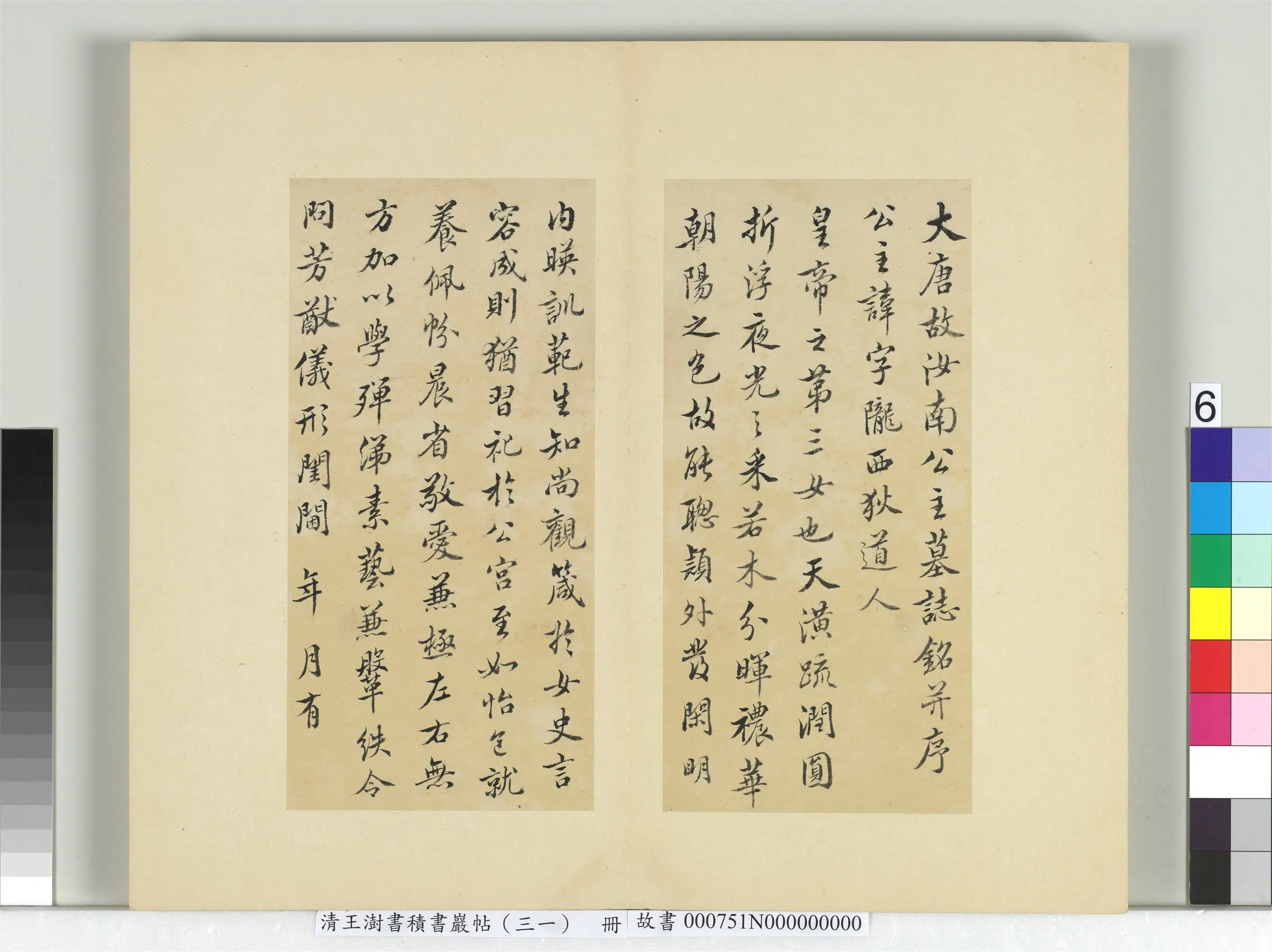 清代【王澍】《书积书岩帖（三十一）册-临虞世南谢黄银印表及汝南公主墓志铭》 第2张