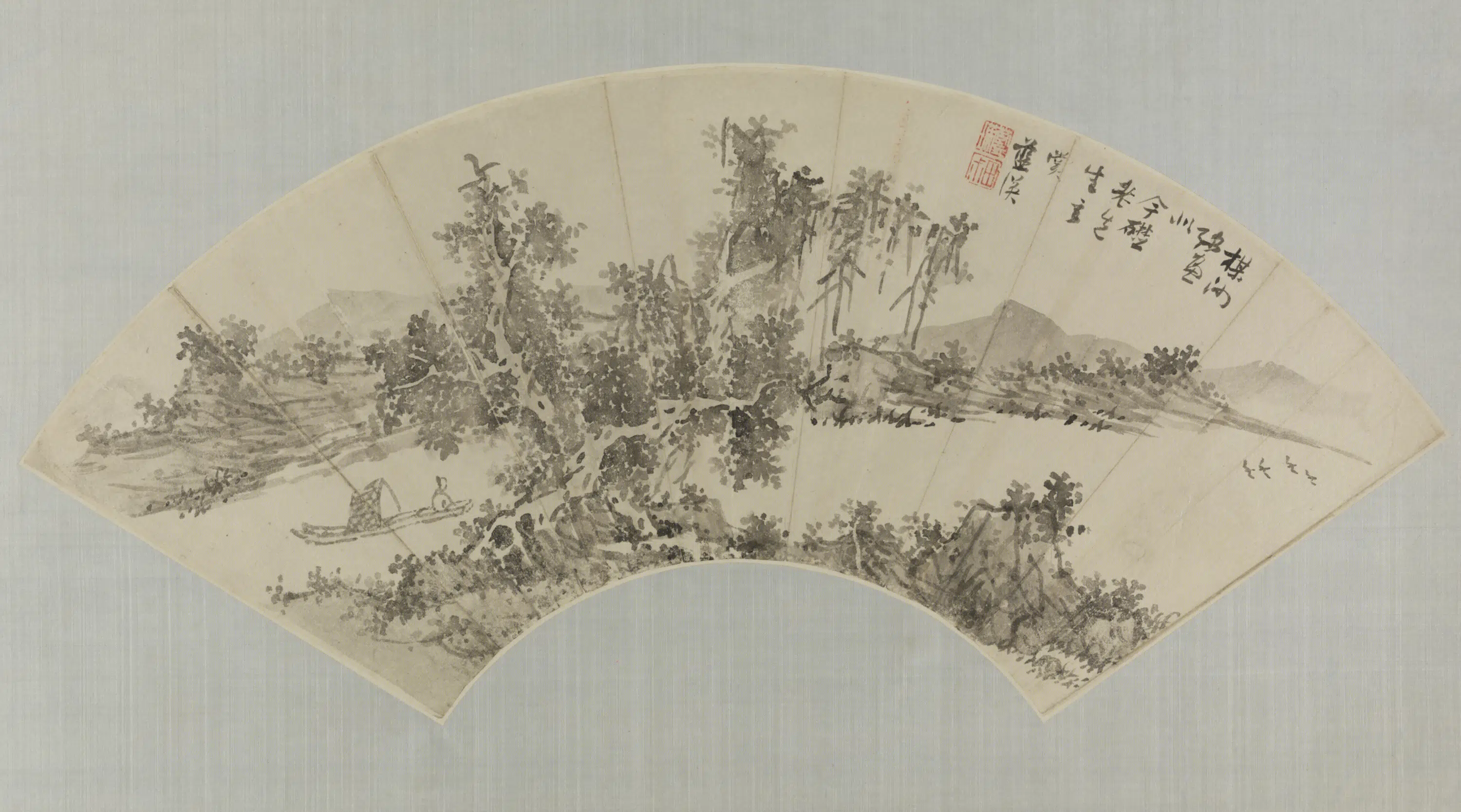 明朝【蓝瑛】《仿吴镇山水扇页》