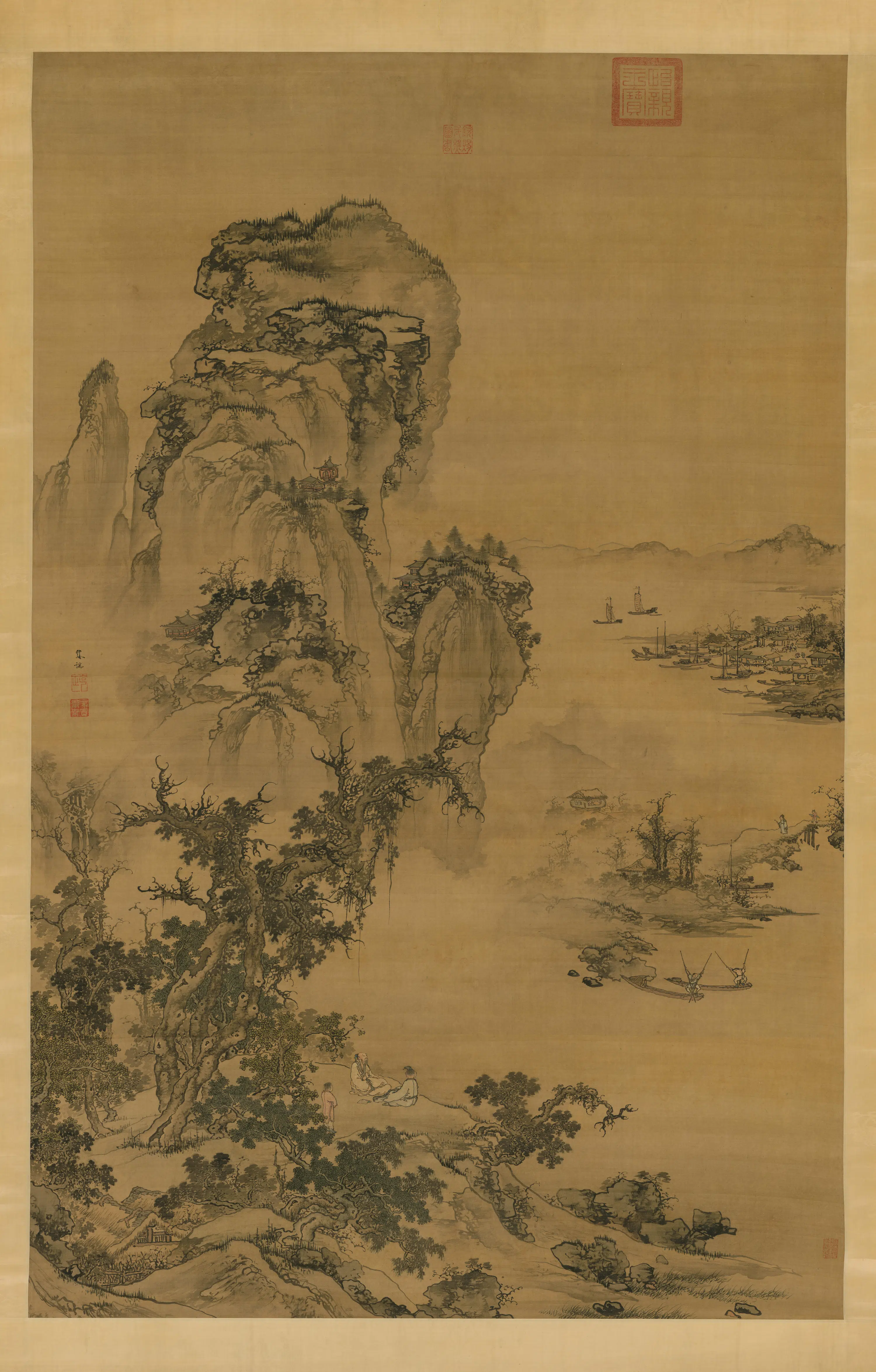 明朝【朱端】《烟江远眺图轴》