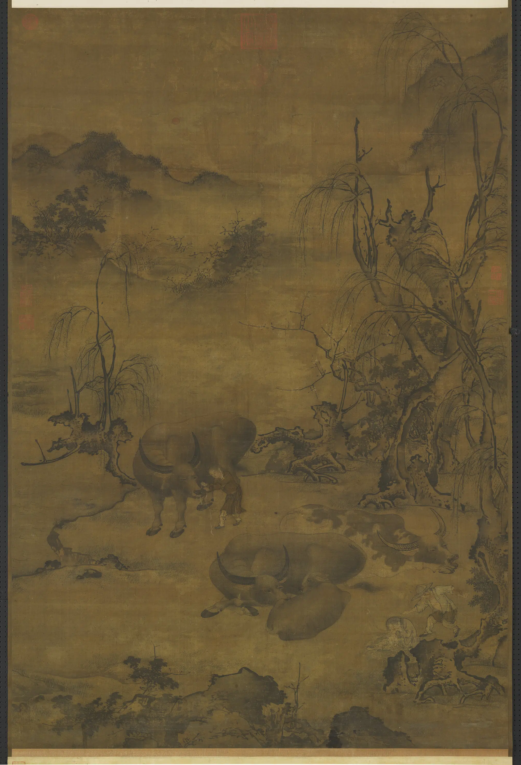 元代《元人牧梦占丰图轴》