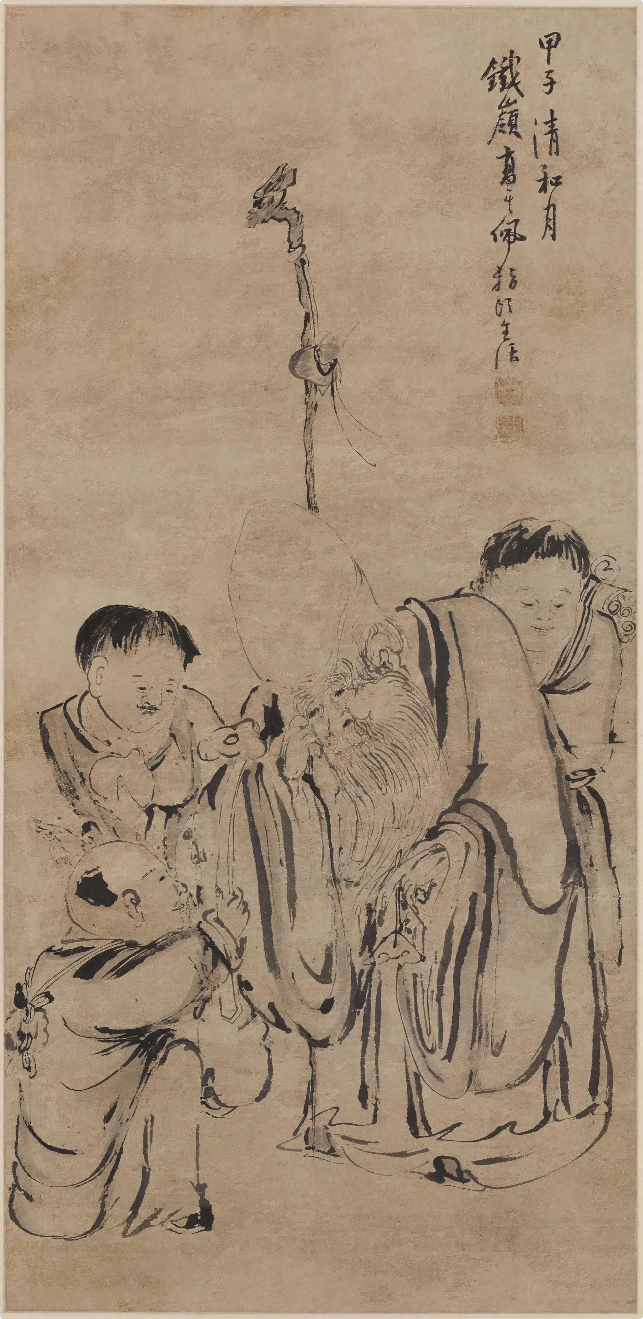 清代【高其佩】《指画寿星图轴》