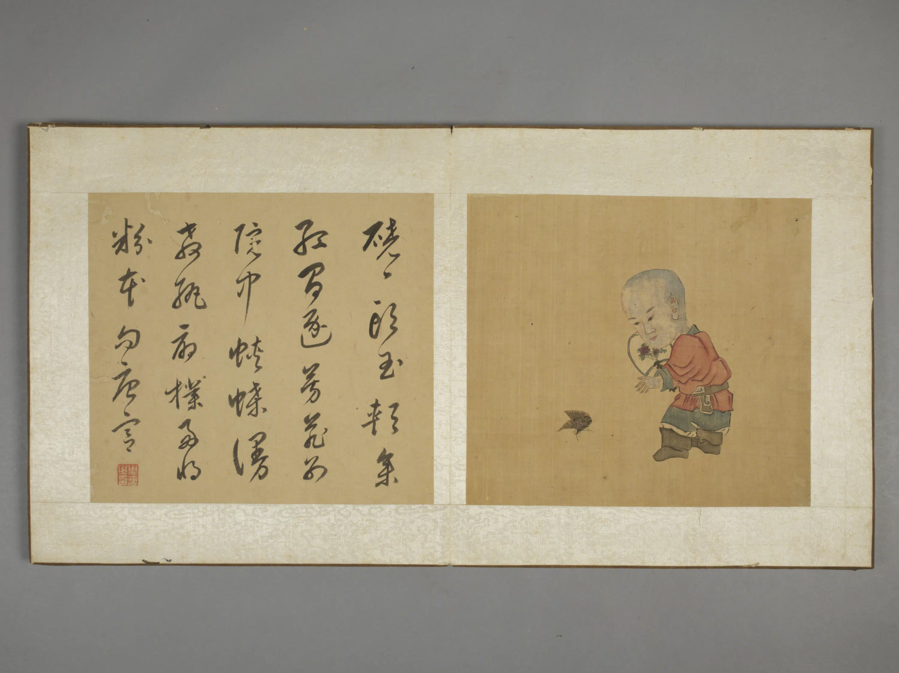 清代【陈字】《花卉人物册（10开）》 第9张