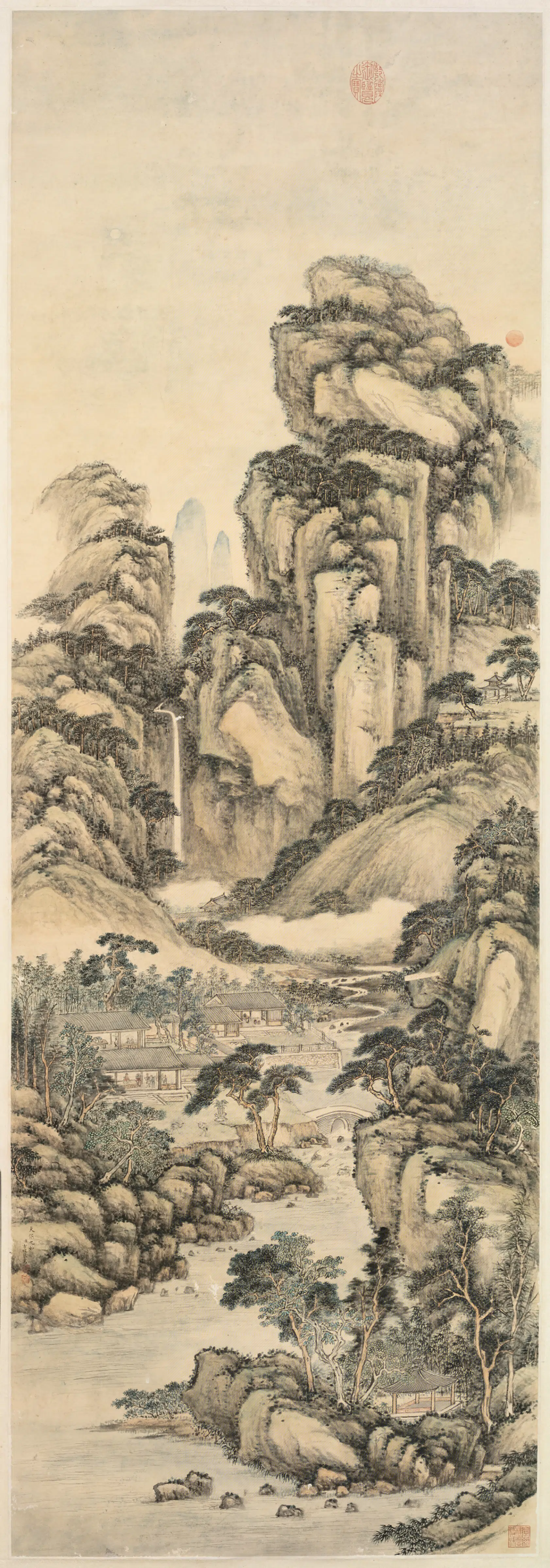 清代【方琮】《天保九如图轴》