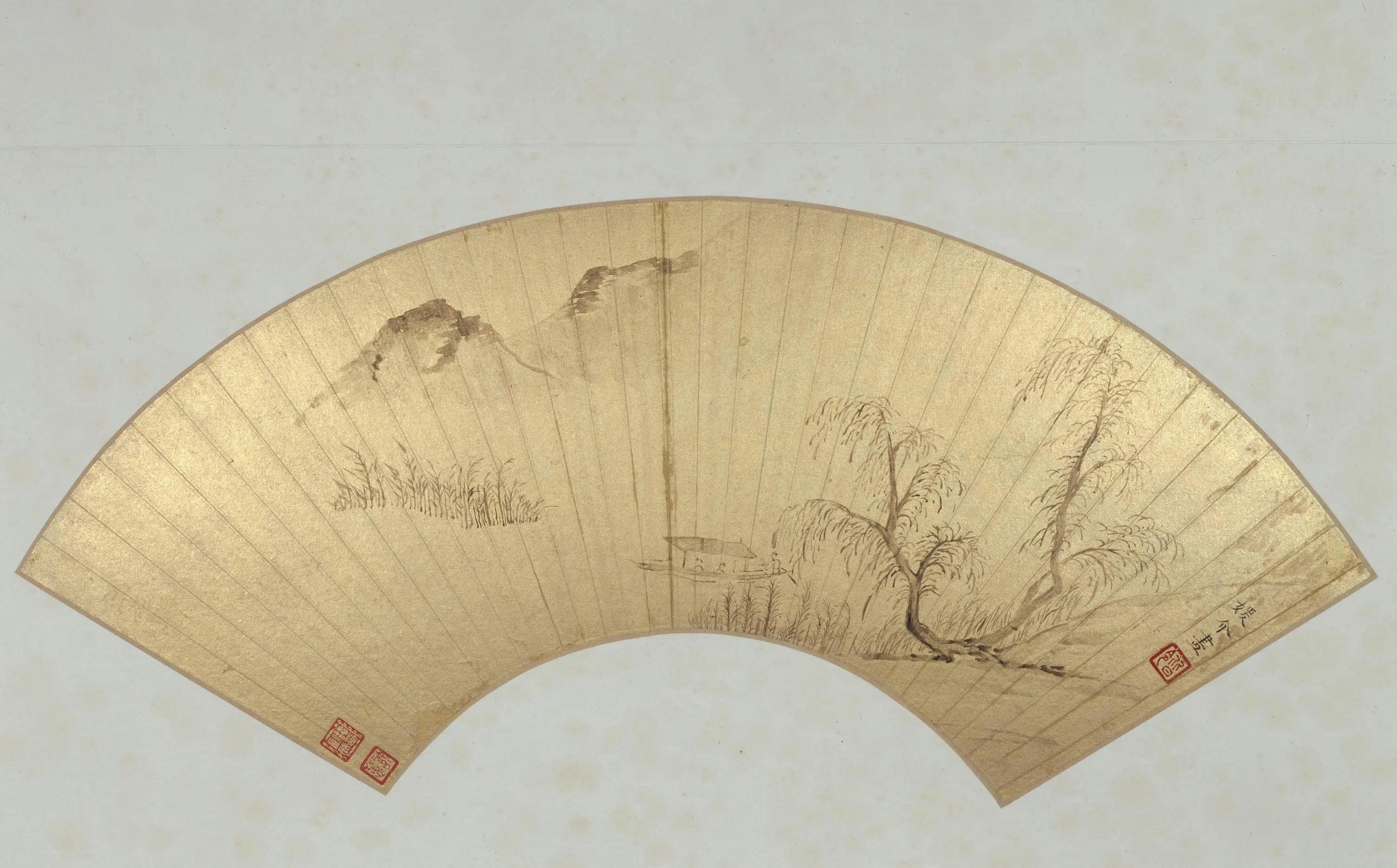 清代【黄媛介】《山水图扇页》
