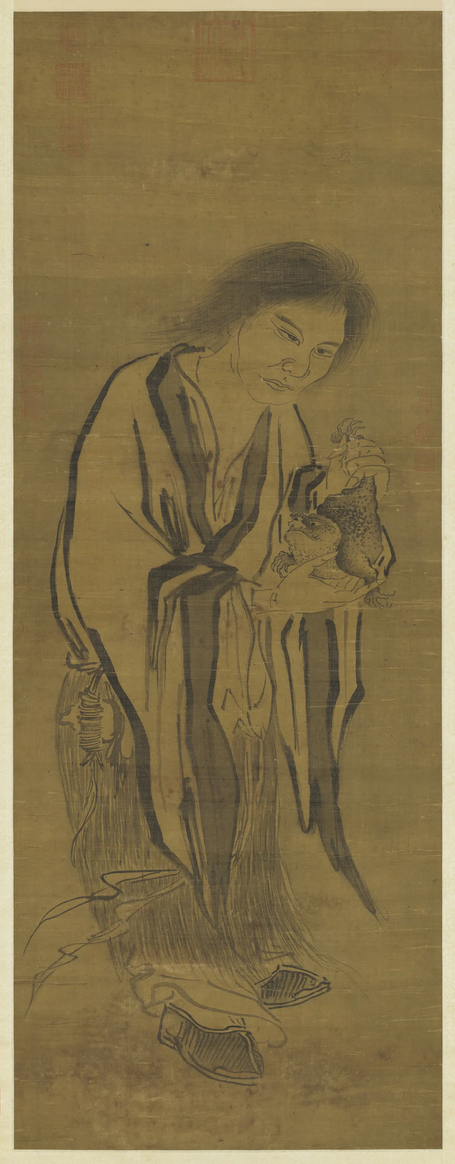 元代《元人画刘海蟾像图轴》