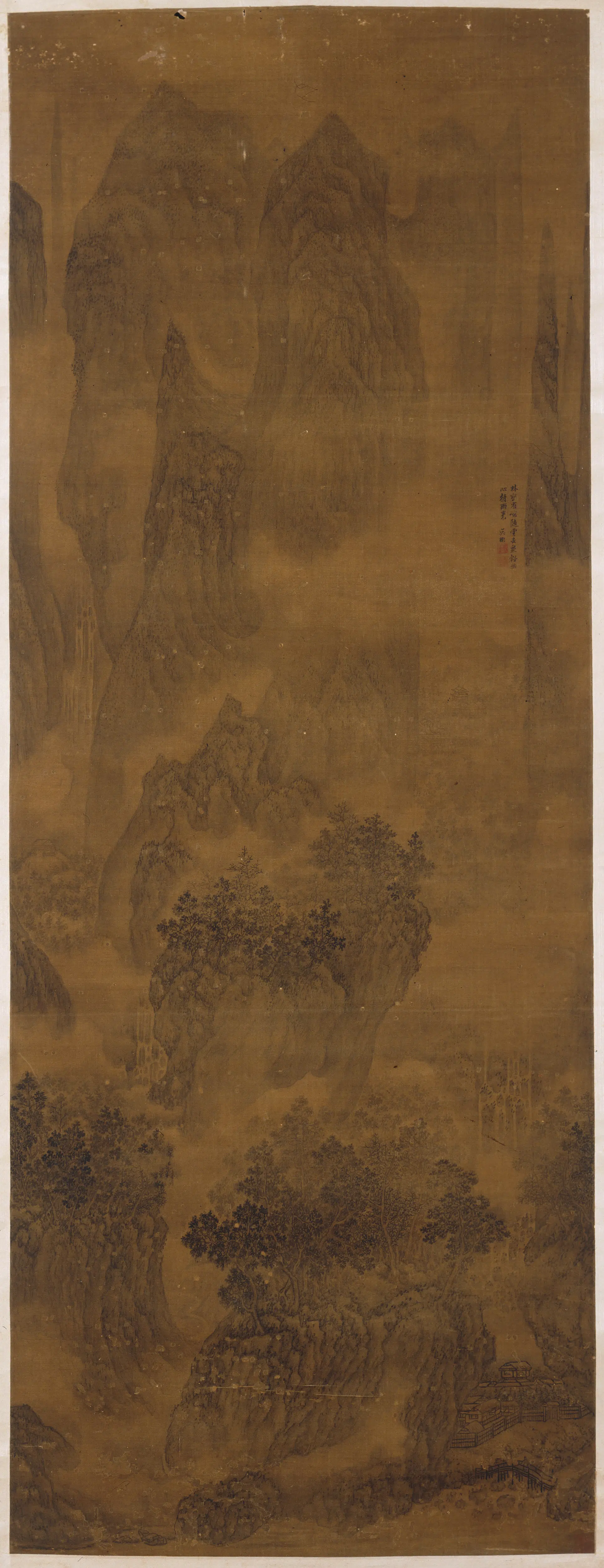 明朝【吴彬】《泉壑待雨图轴》