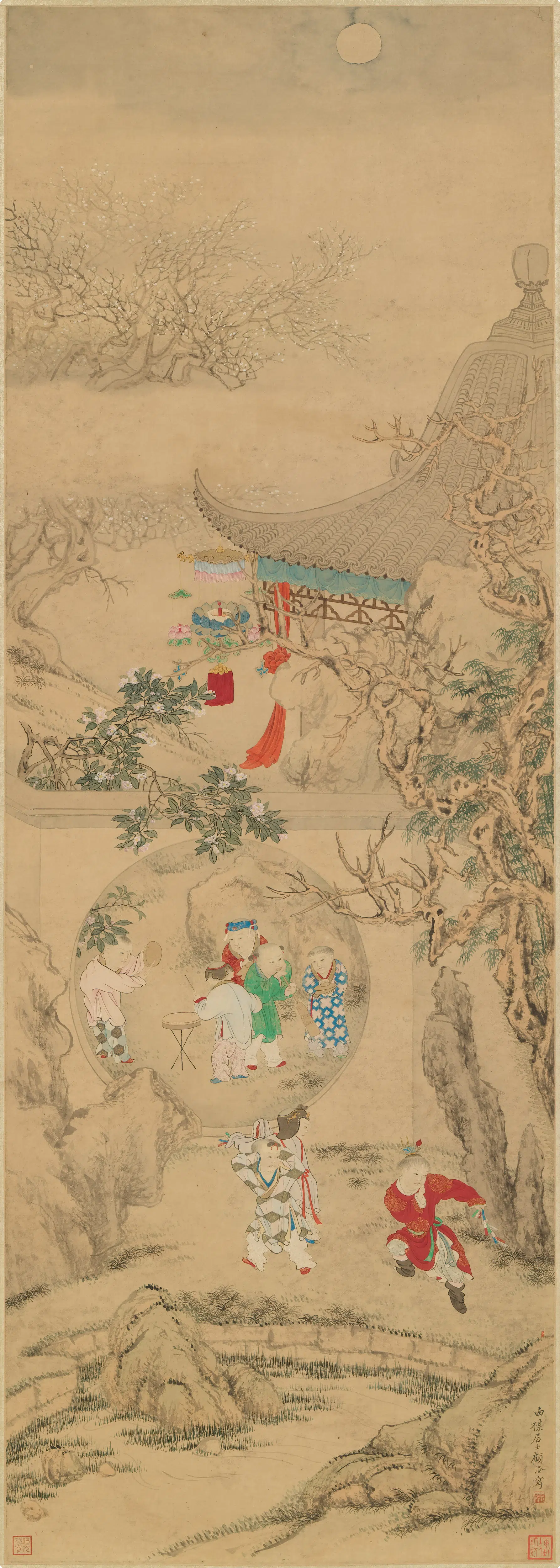 清代【顾洛】《元宵图轴》