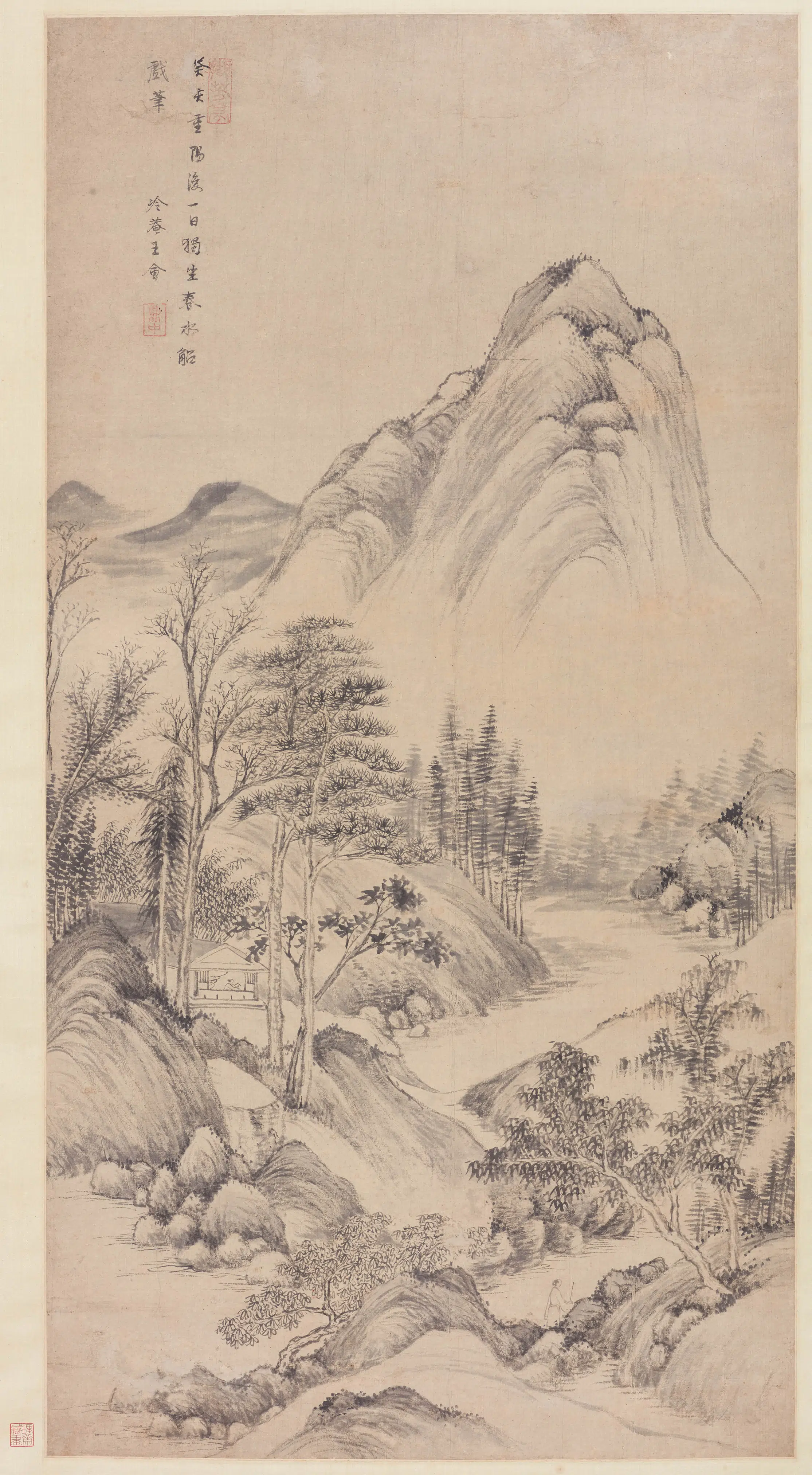 清代【王会】《入山访友图轴》
