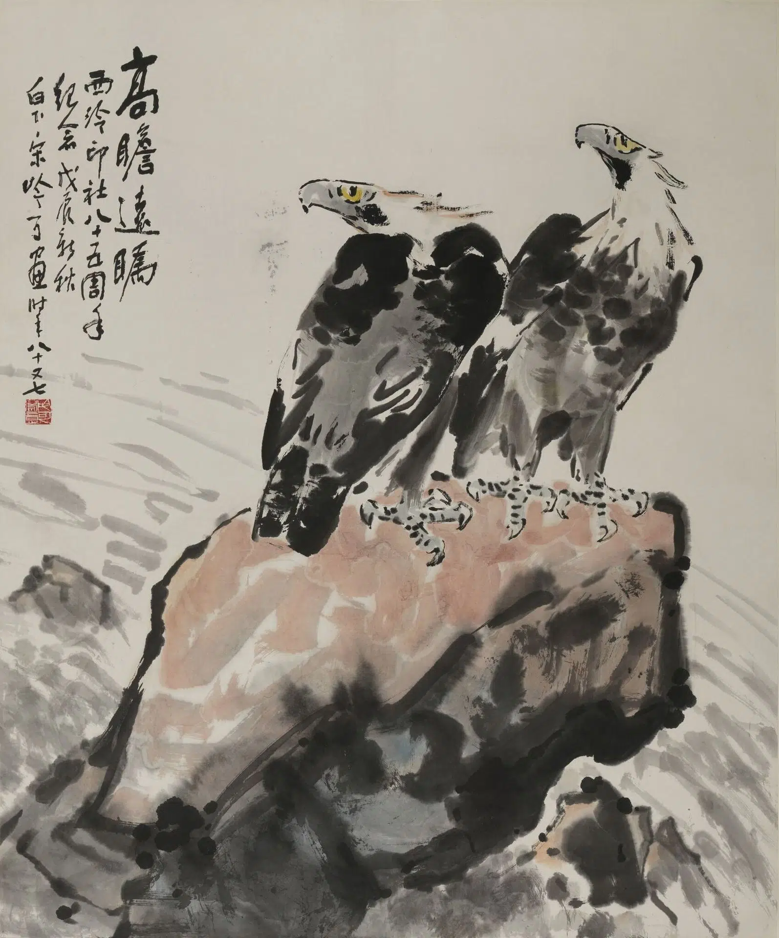 近现代【宋吟可】《鹰石轴》