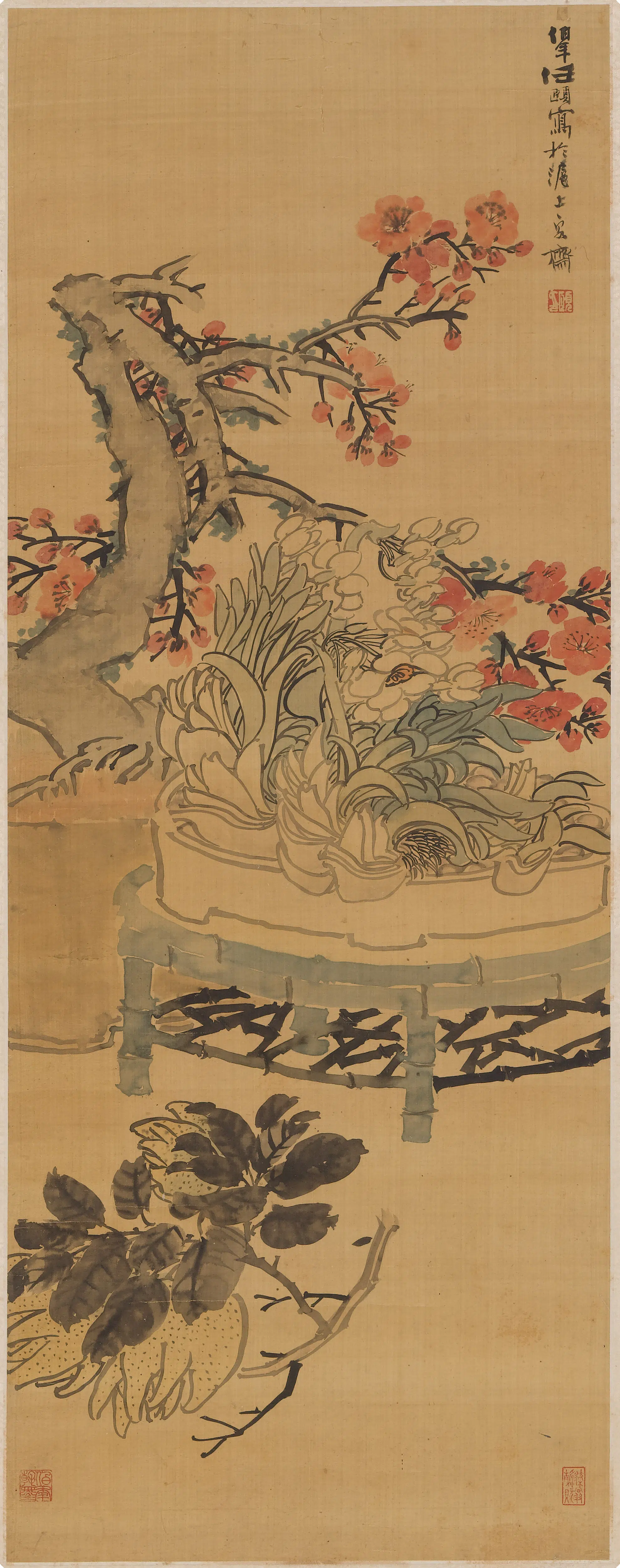 清代【任伯年（任颐）】《花果图轴》
