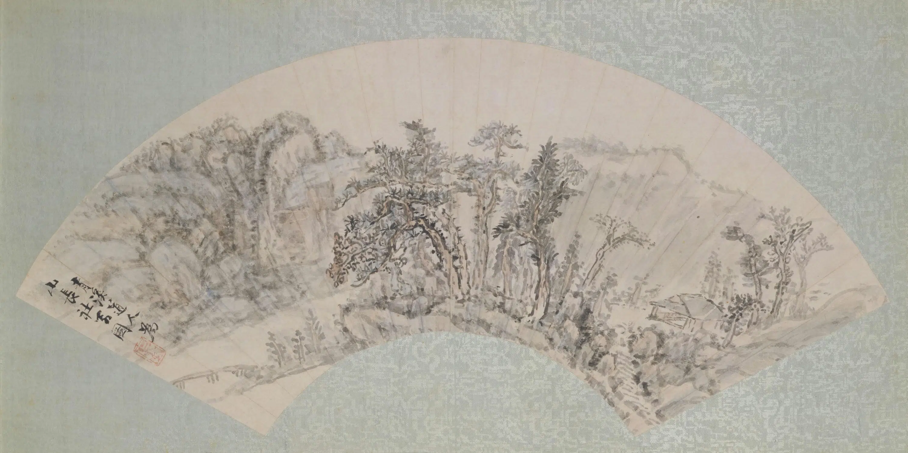 清代【程正揆】《山水图扇页》