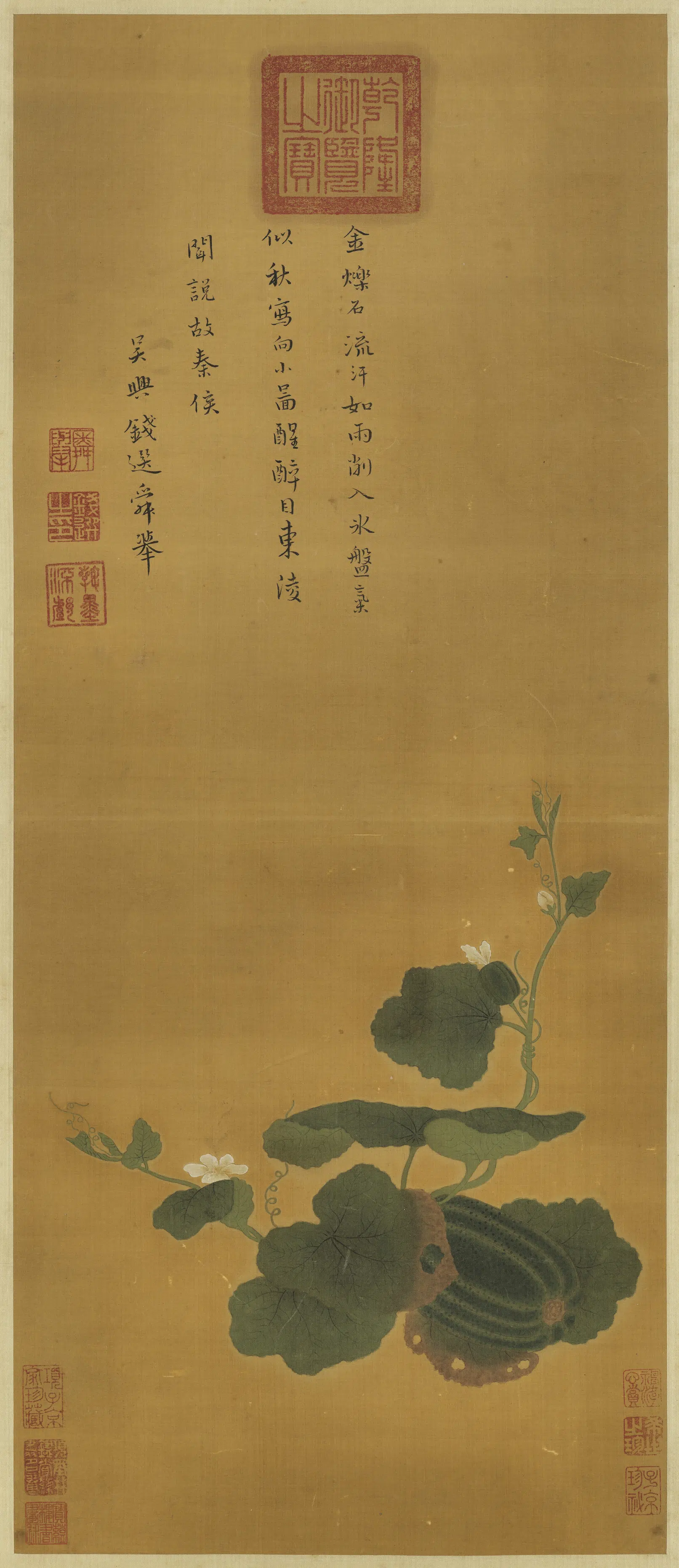 宋-元朝【钱选】《秋瓜图轴》