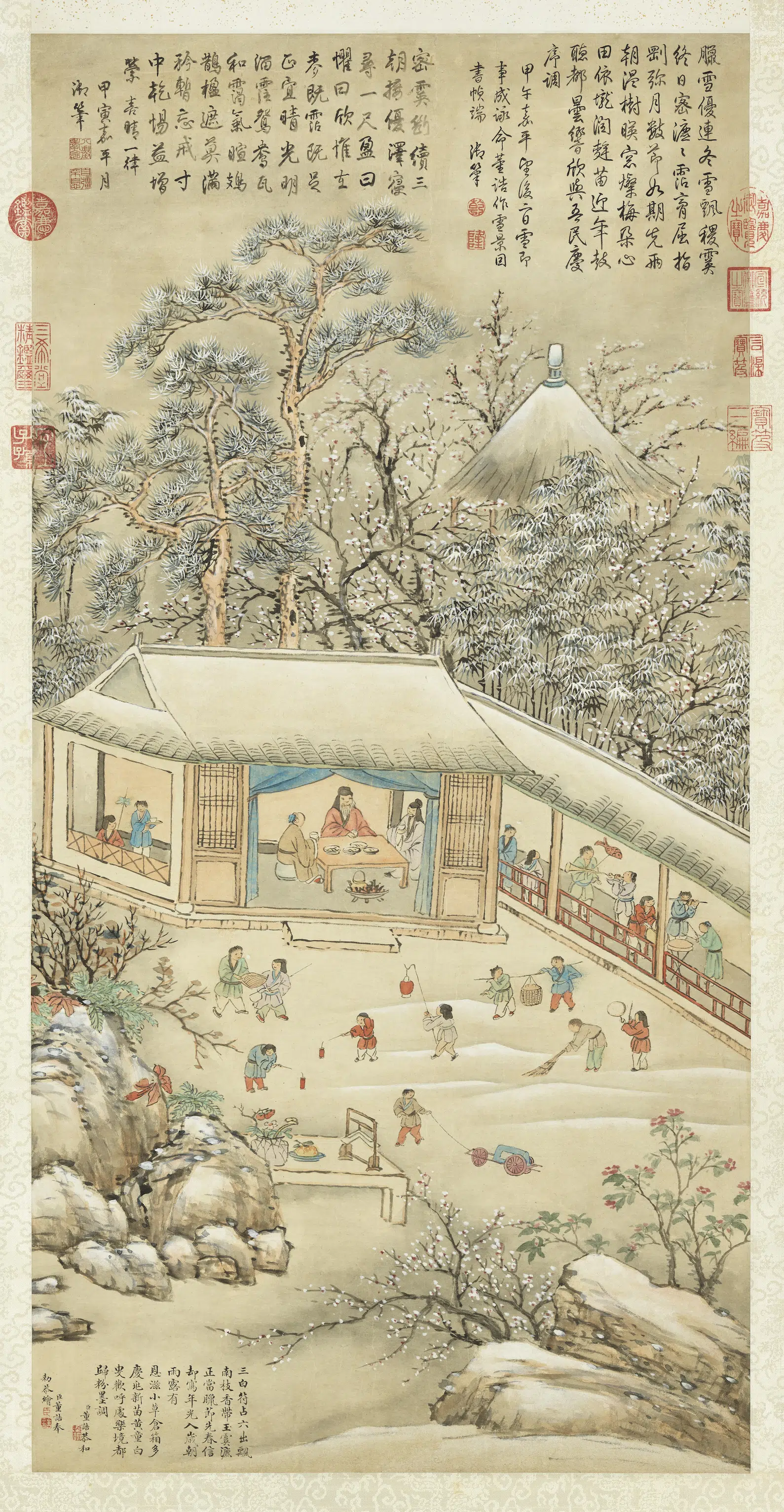 清代【董诰】《高宗御笔甲午雪后即事成咏诗图轴》 第1张
