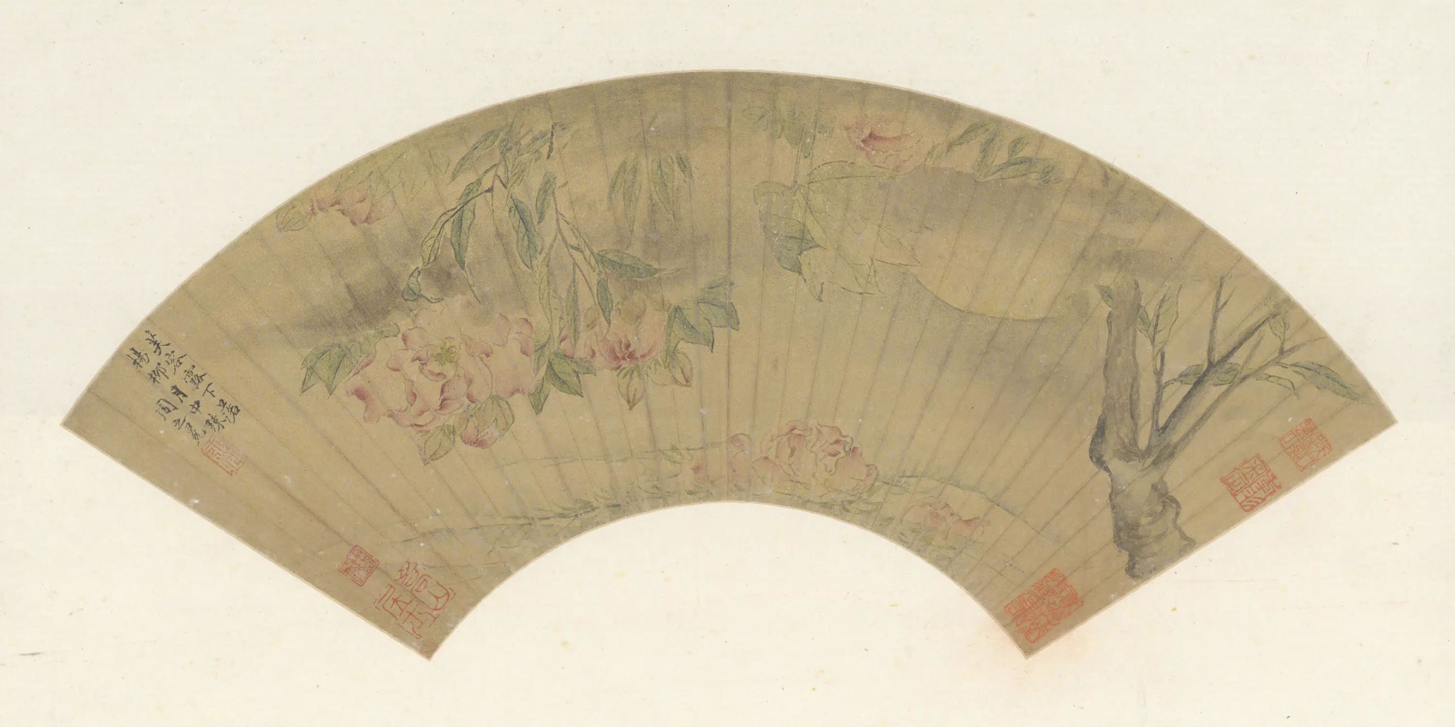 明朝【周之冕】《芙蓉杨柳图扇页》
