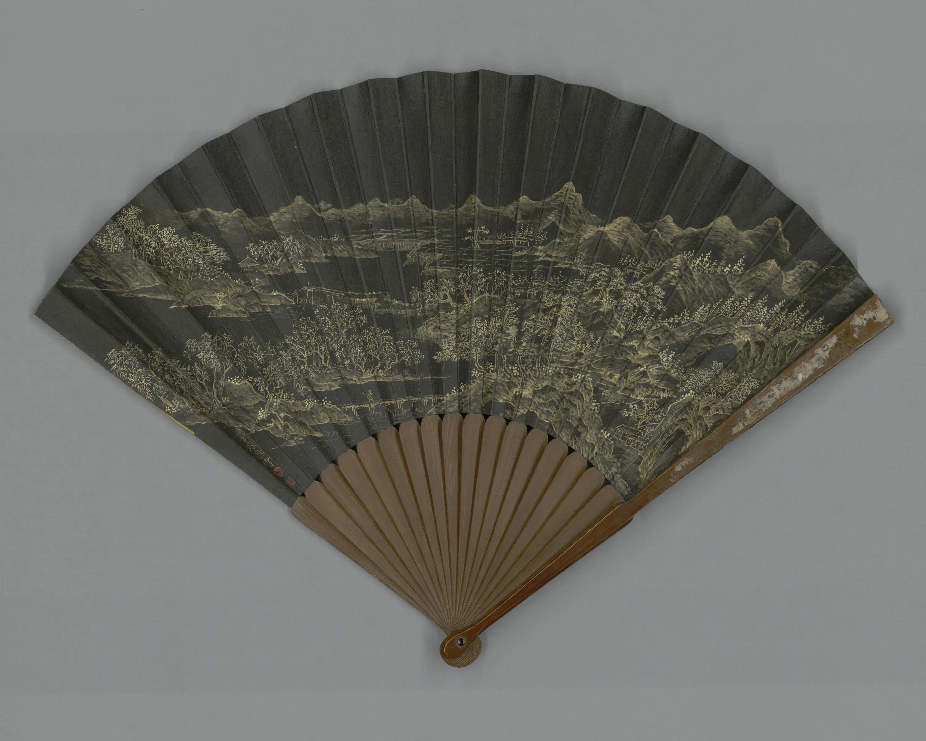 清代【方琮】《画山水王际华临苏轼诗帖成扇》
