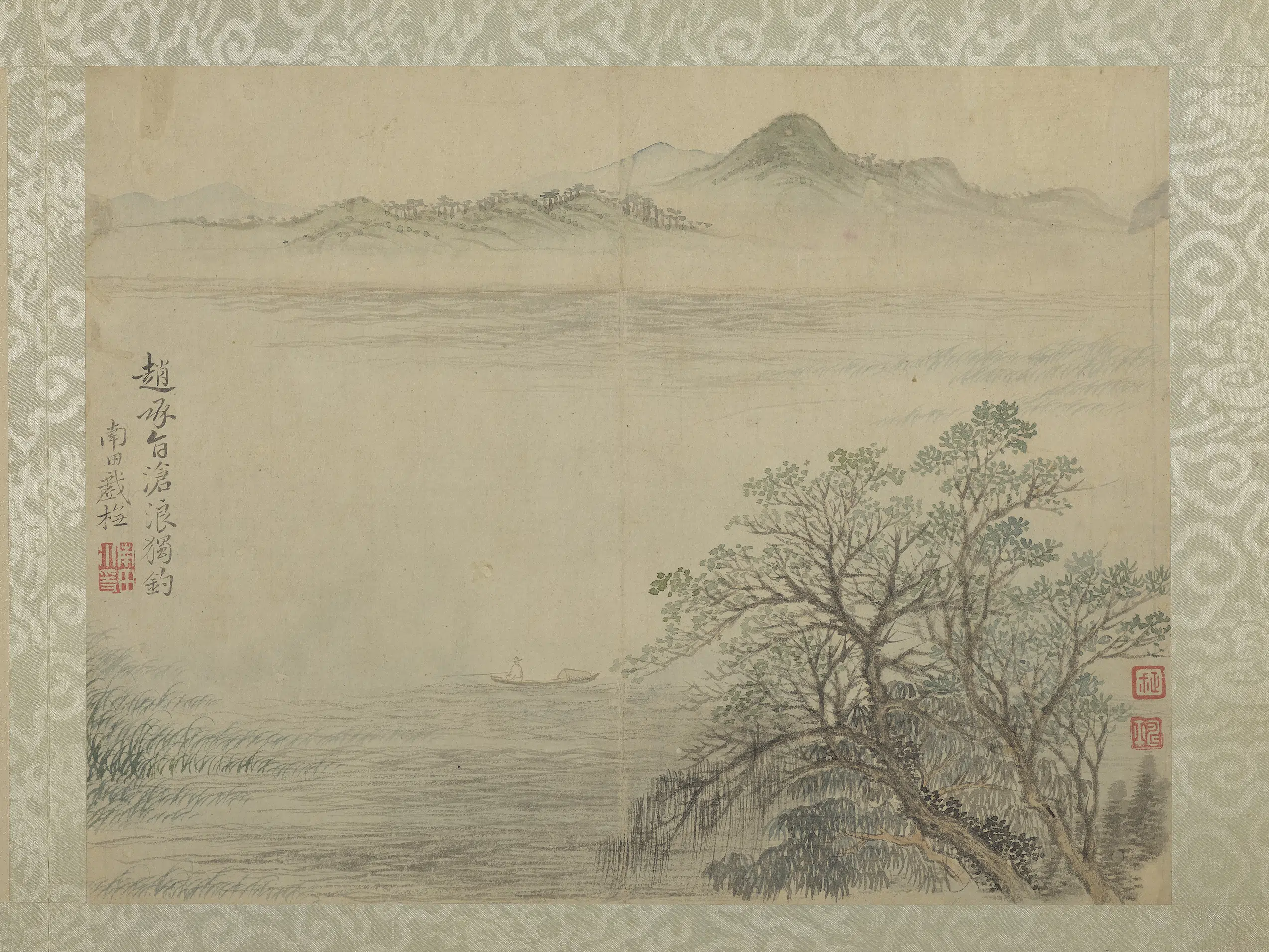 清代【恽寿平】《仿古山水册-仿赵承旨沧浪独钓》