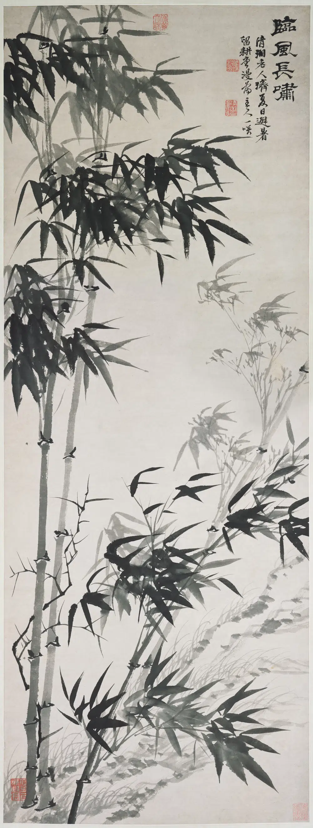 清代【石涛】《临风长啸图轴》