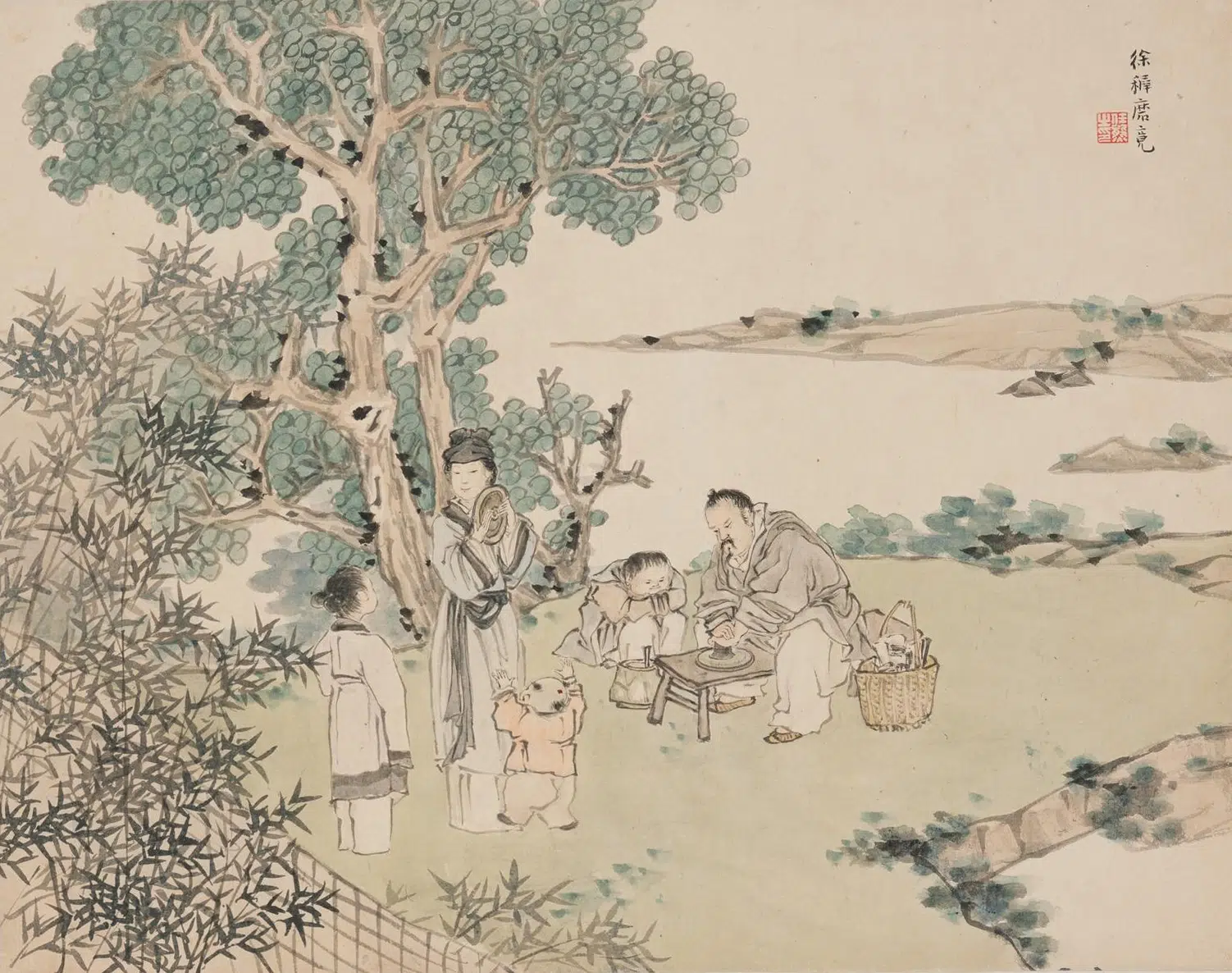 清代【任熊】《人物山水册》 第6张