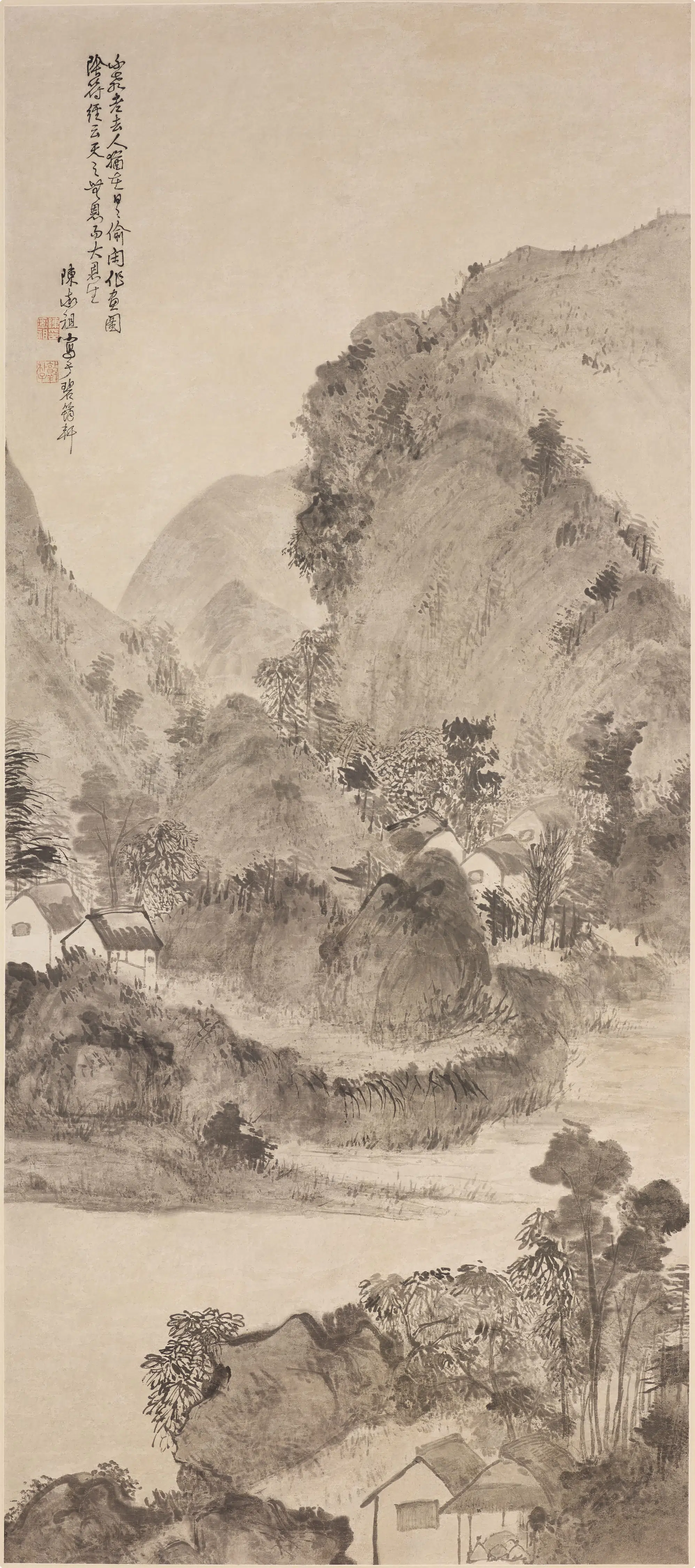 清代【陈率祖】《山水图轴》