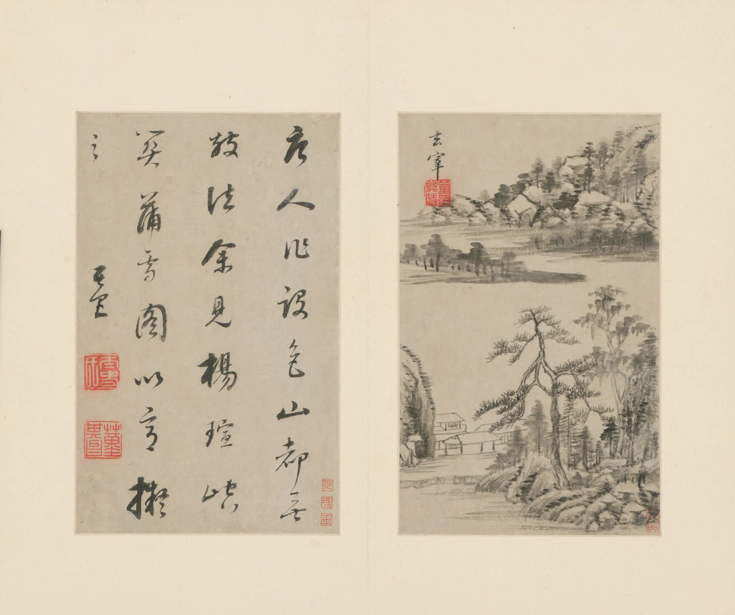 明朝【董其昌】《山水册-1(10开)》 第6张 明朝【董其昌】《山水册-1(10开)》 第6张