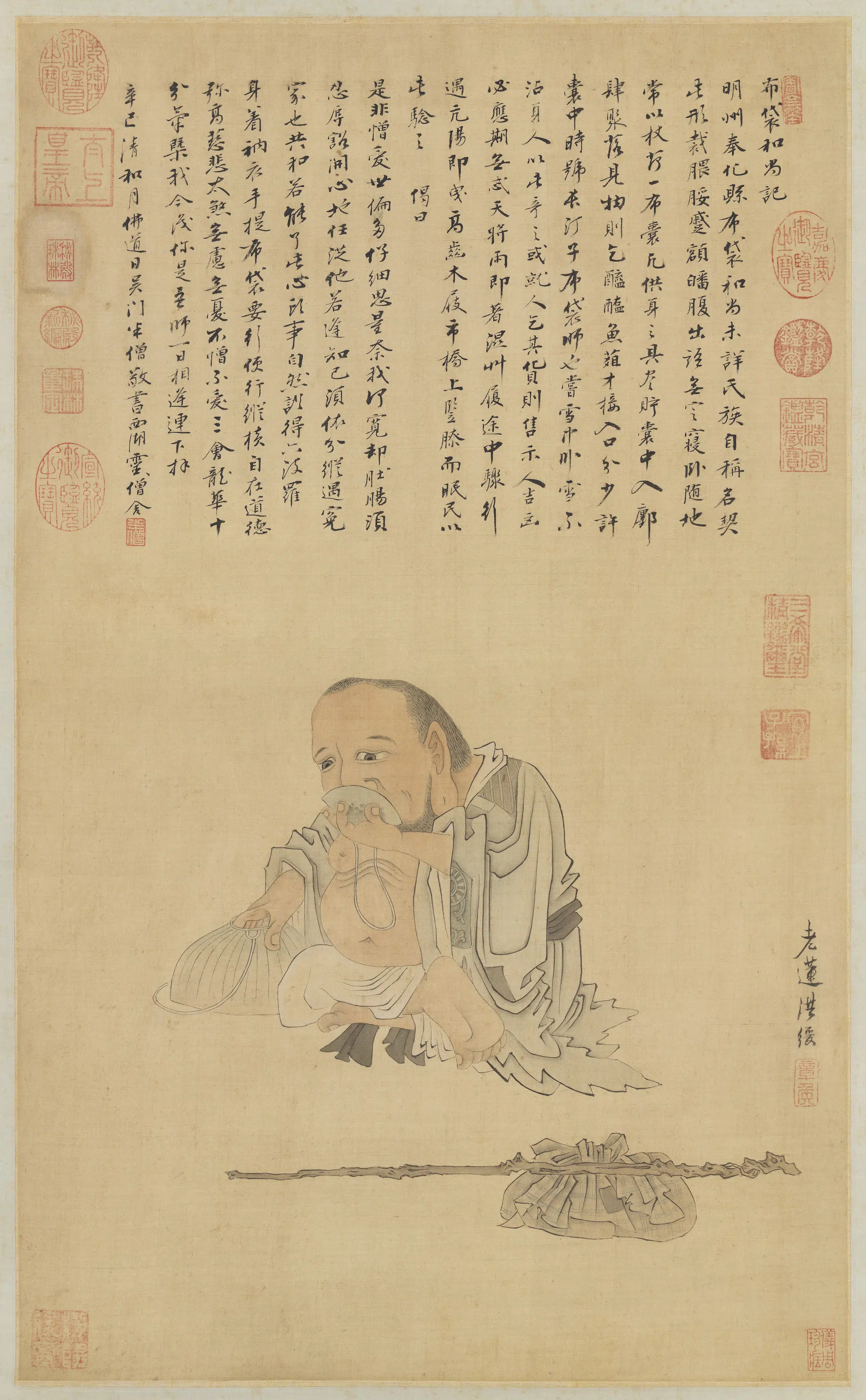 明朝【陈洪绶】《布袋和尚像图轴》