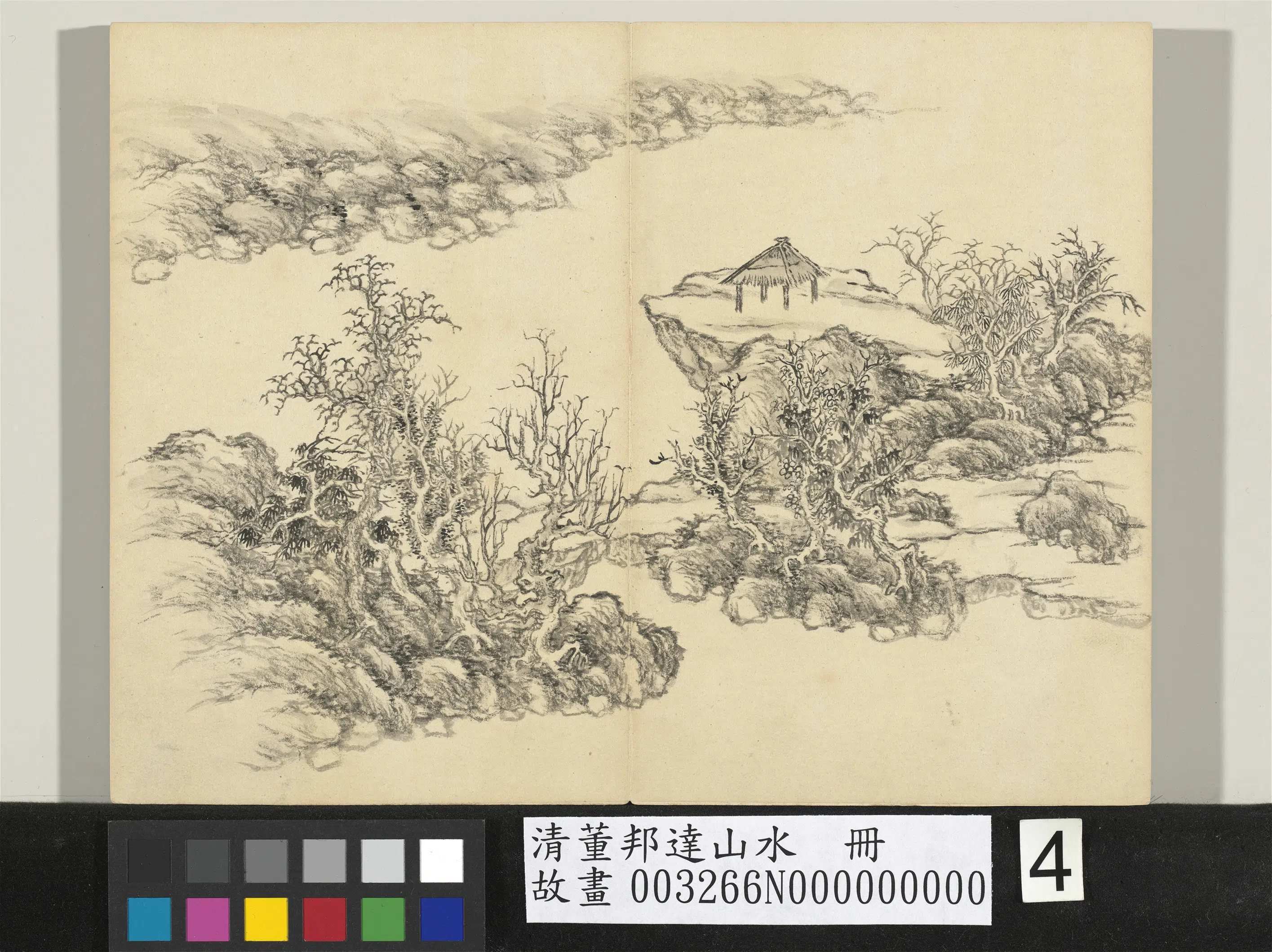 清代【董邦达】《山水册-江巘危亭》