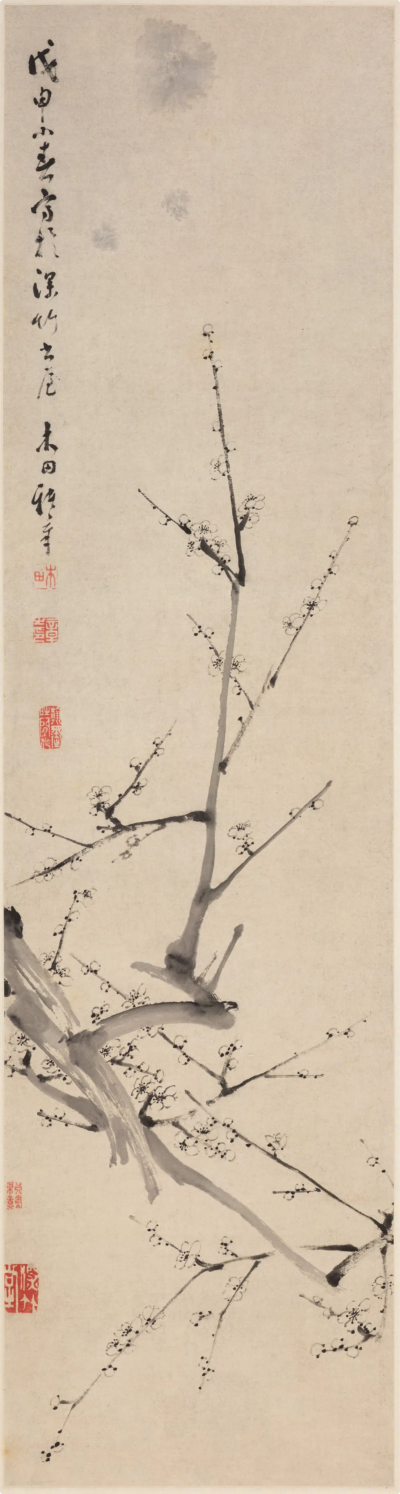 清代【禇章】《墨梅轴》