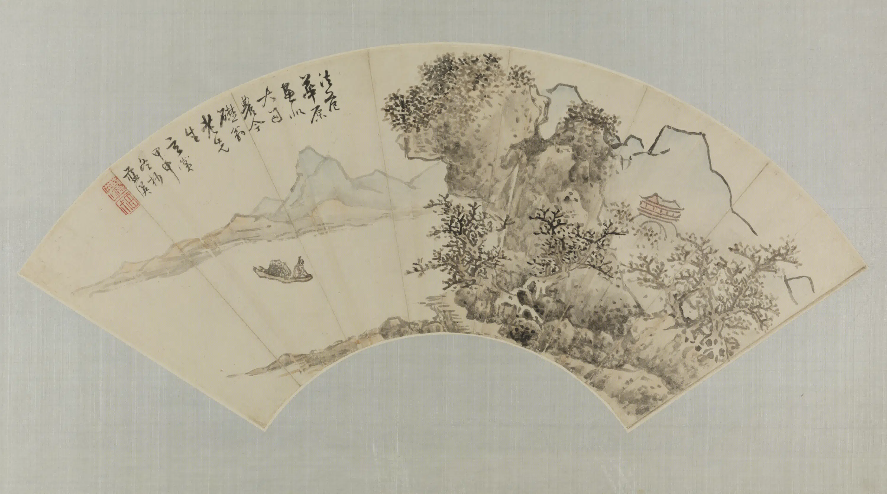 明朝【蓝瑛】《仿范宽山水扇页》