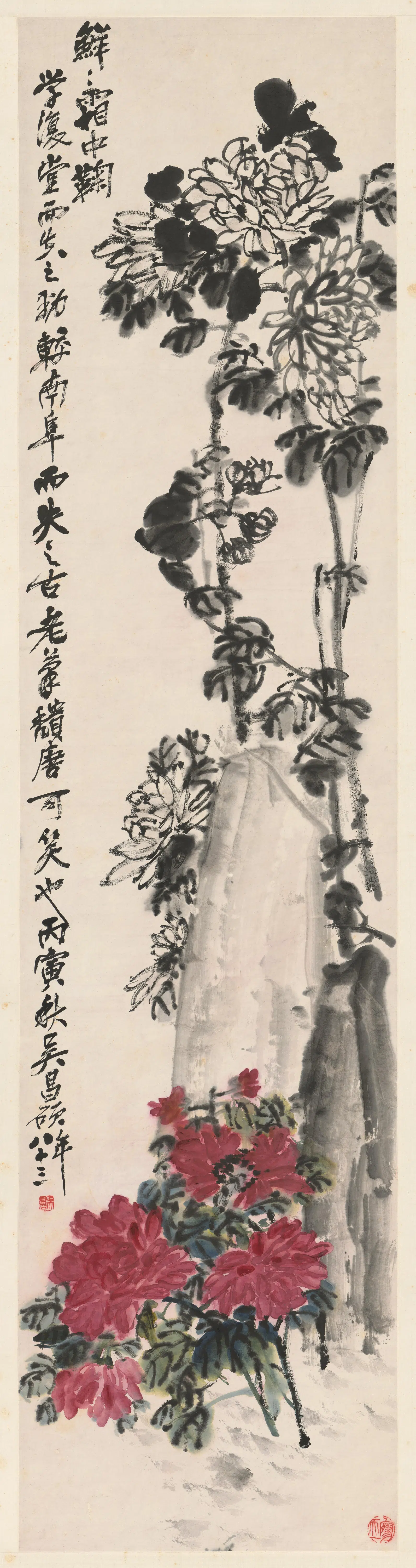 清代【吴俊卿】《菊花轴》