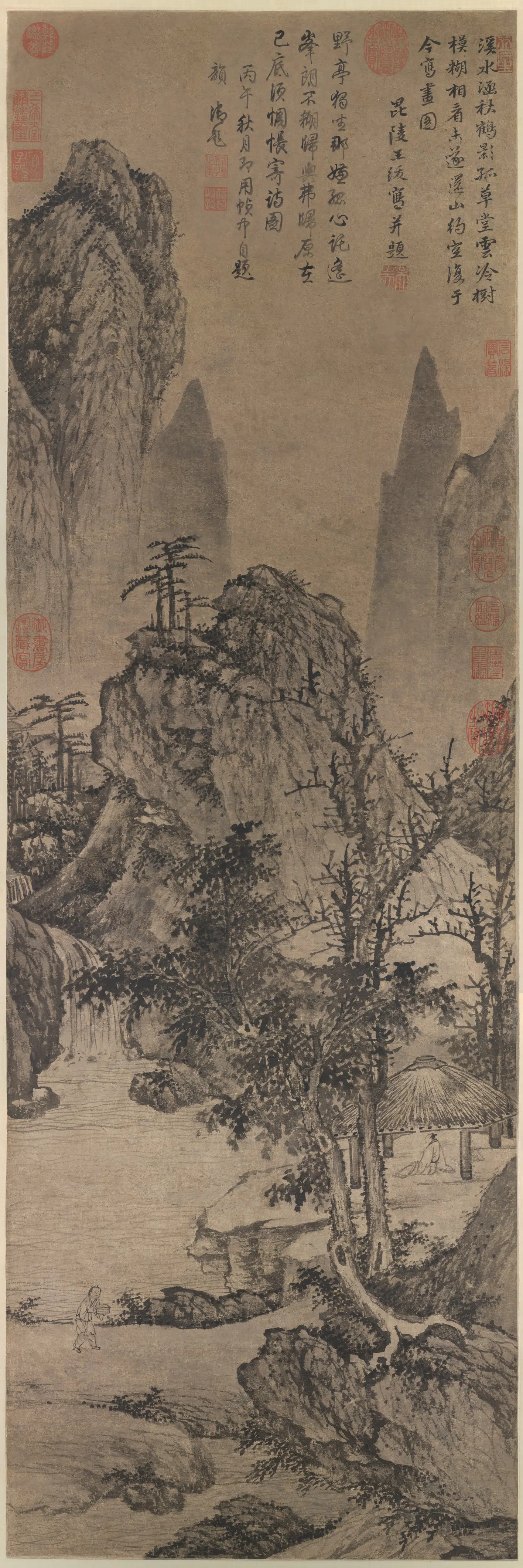 明朝【王绂】《草堂云树图轴》