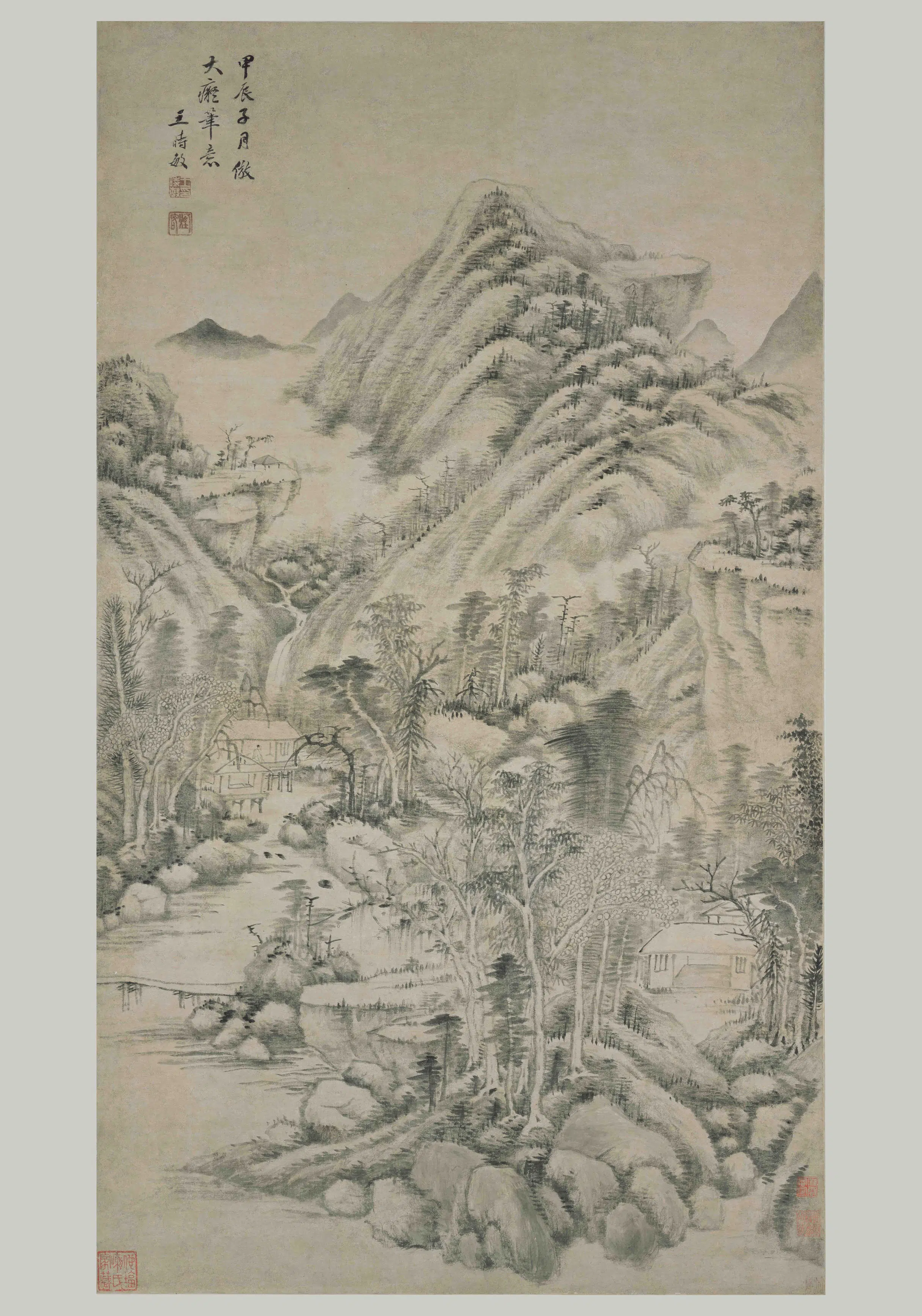 清代【王时敏】《仿黄子久山水轴》