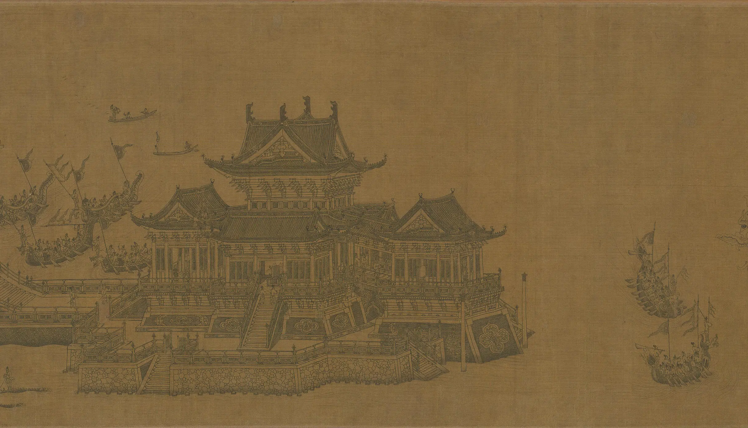 元朝【佚名】《龙舟夺标图卷》 第2张