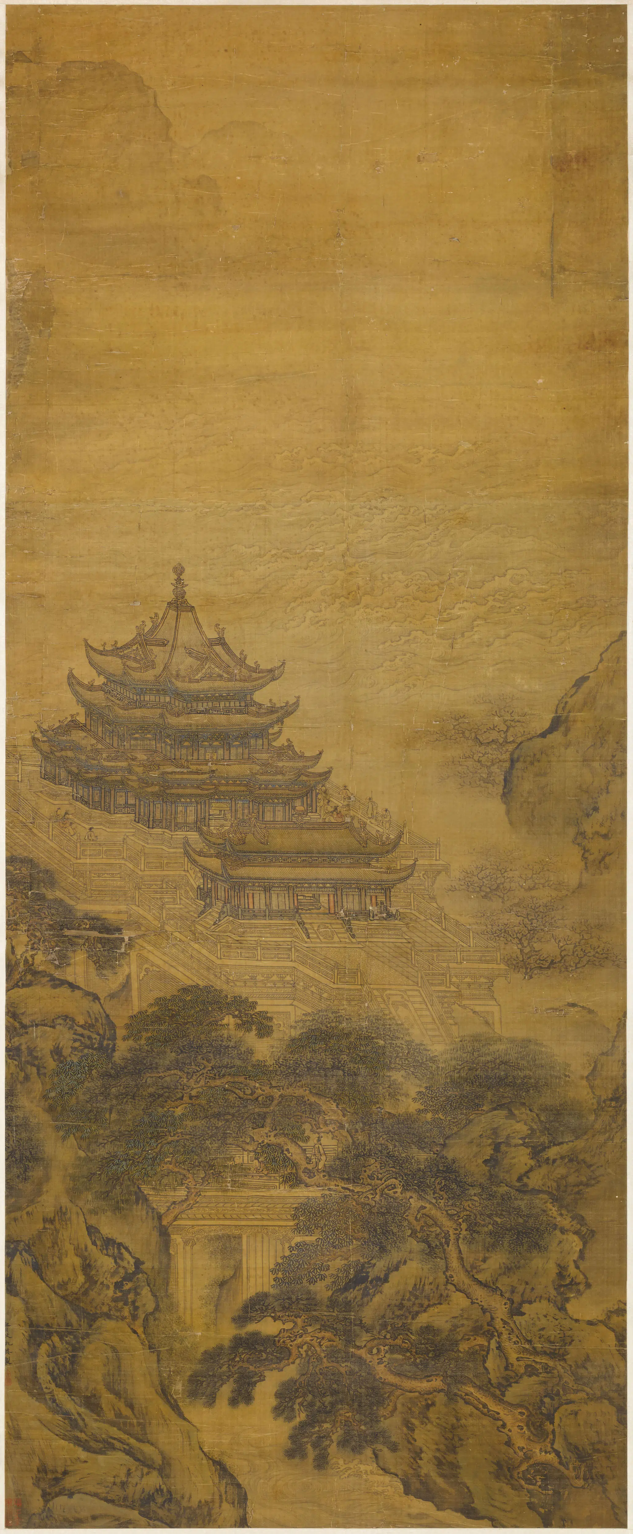 清代【佚名】《观潮图轴》