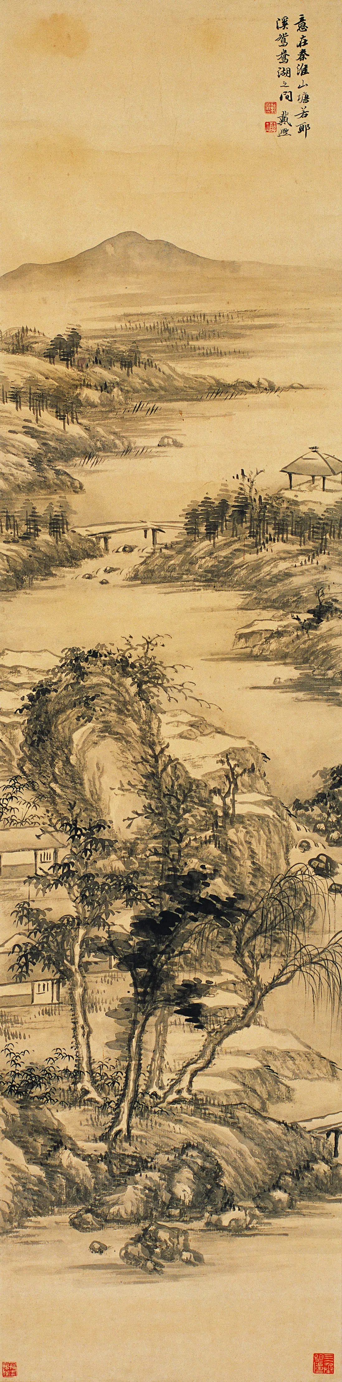 清代【戴熙】《意在秦淮山水图》