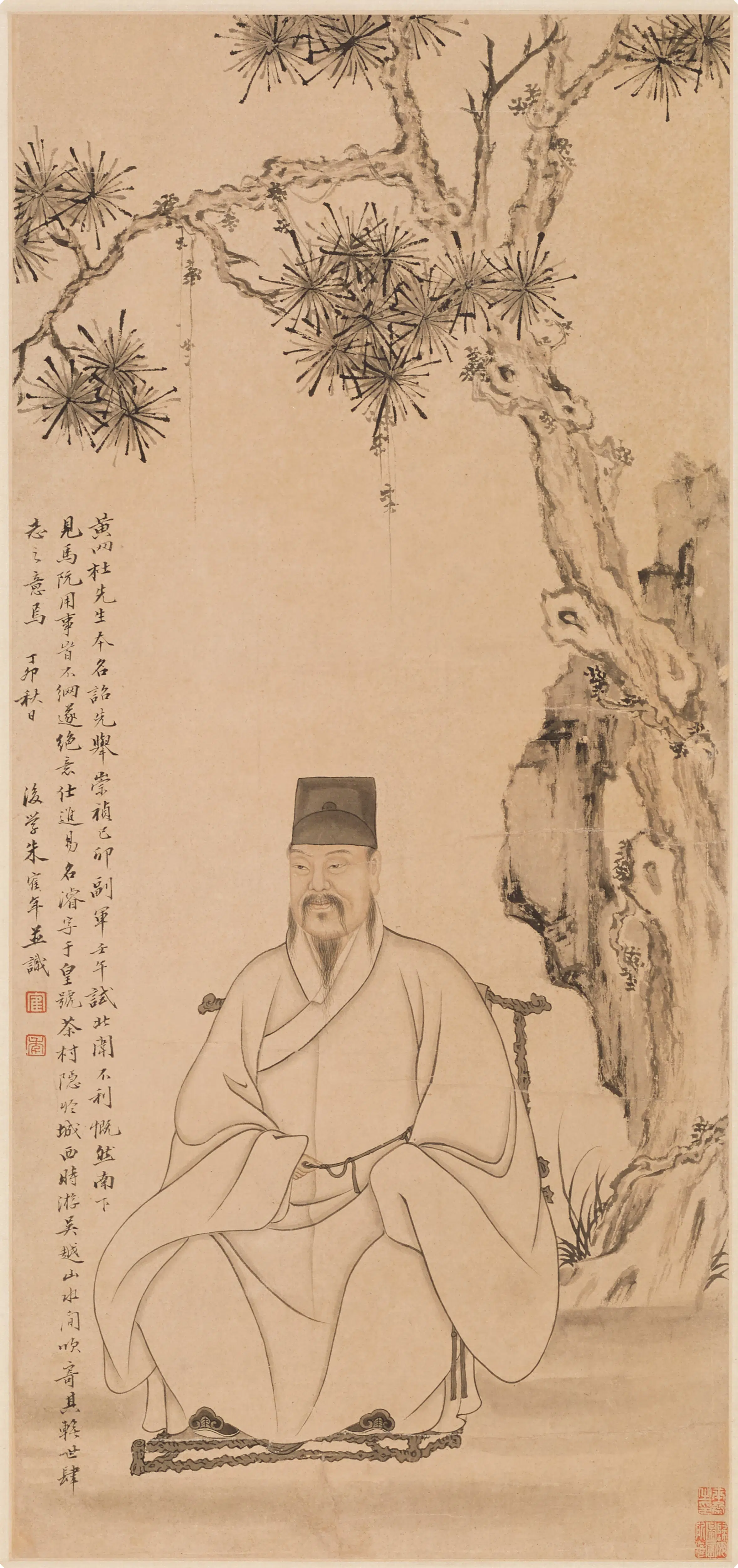 清代【朱鹤年】《杜濬像轴》