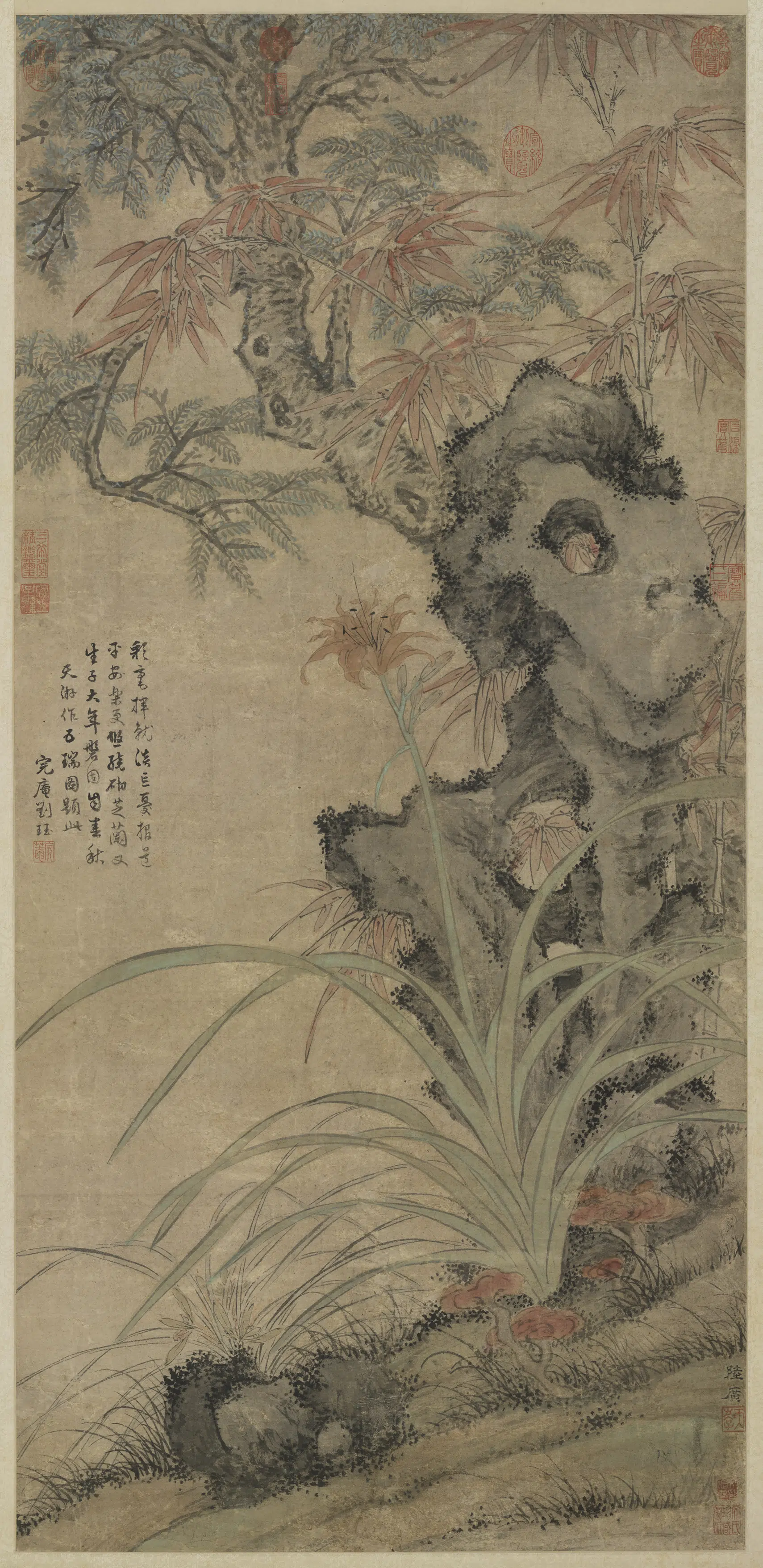 元朝【陆广】《五瑞图轴》