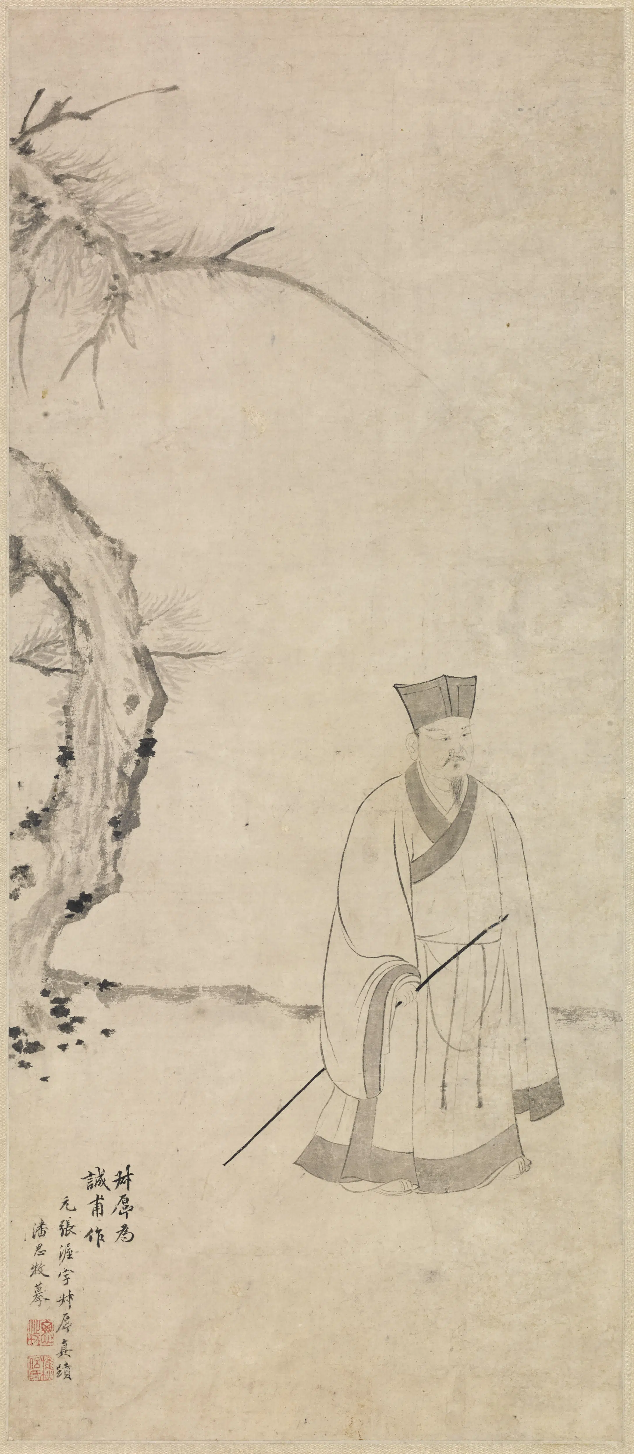 清代【潘思牧】《摹张渥画诚甫像轴》