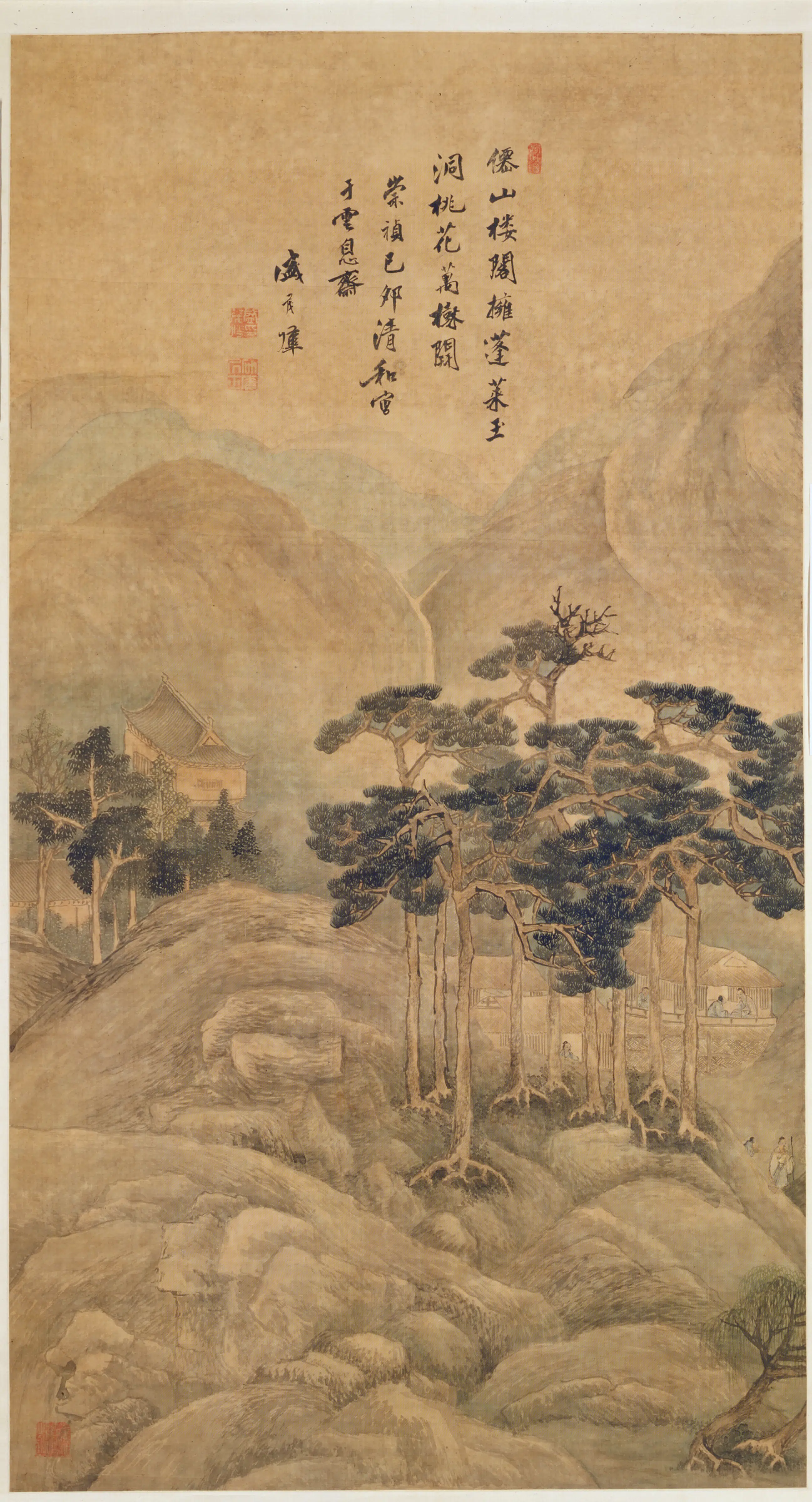 元朝【盛懋】《烨仙山楼阁轴》