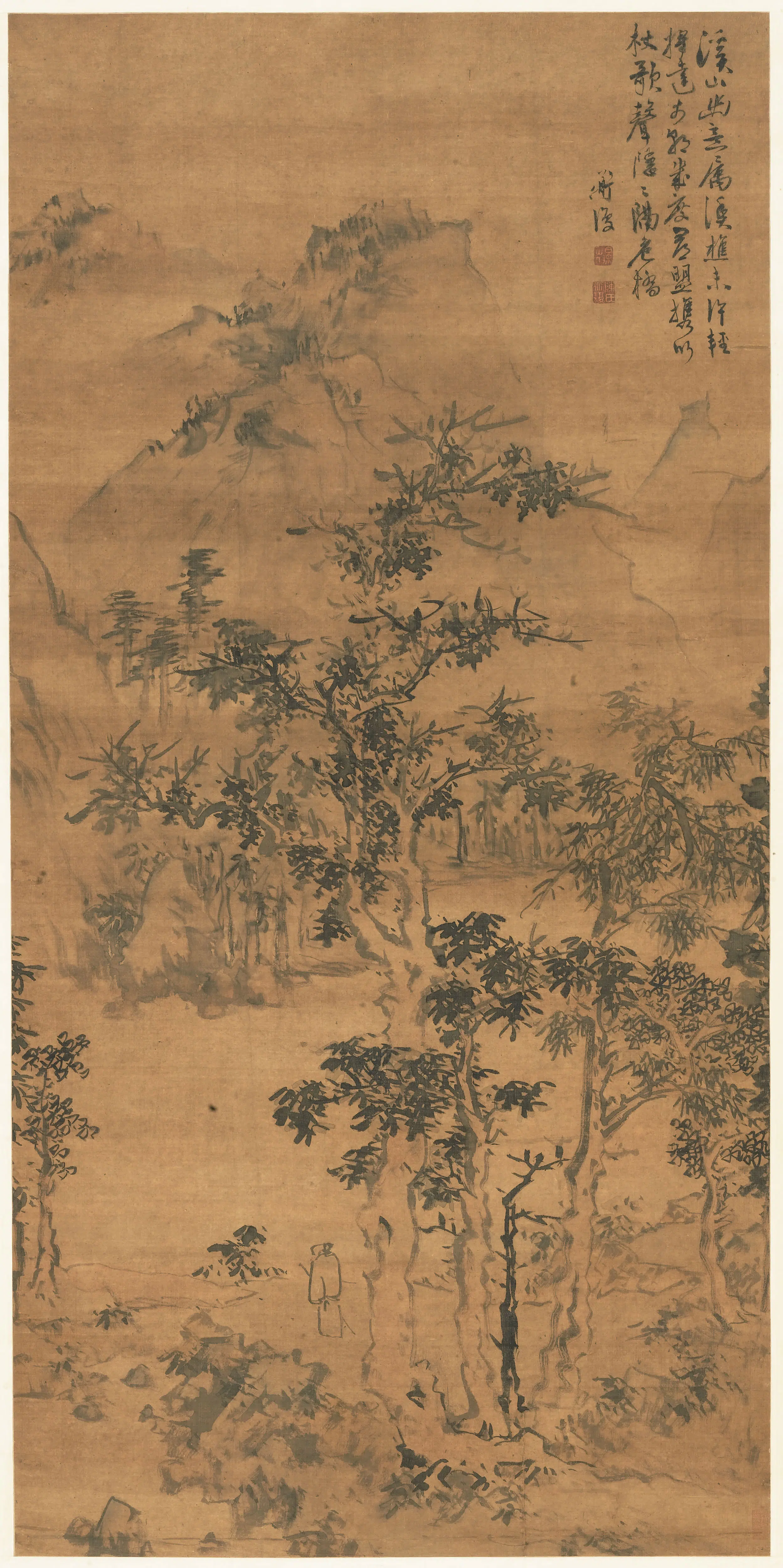 明朝【陈淳（道复）】《溪山幽意图轴》