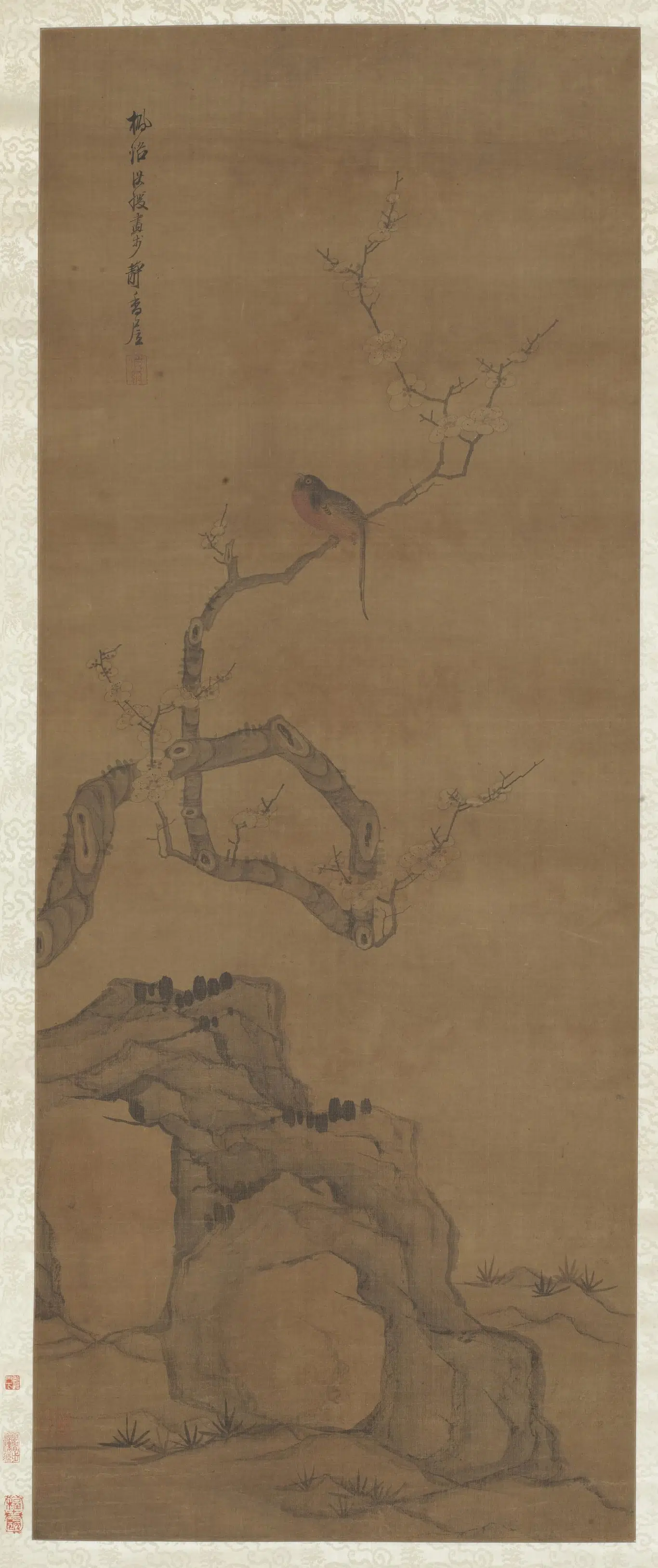 明朝【陈洪绶】《梅花山鸟图轴》