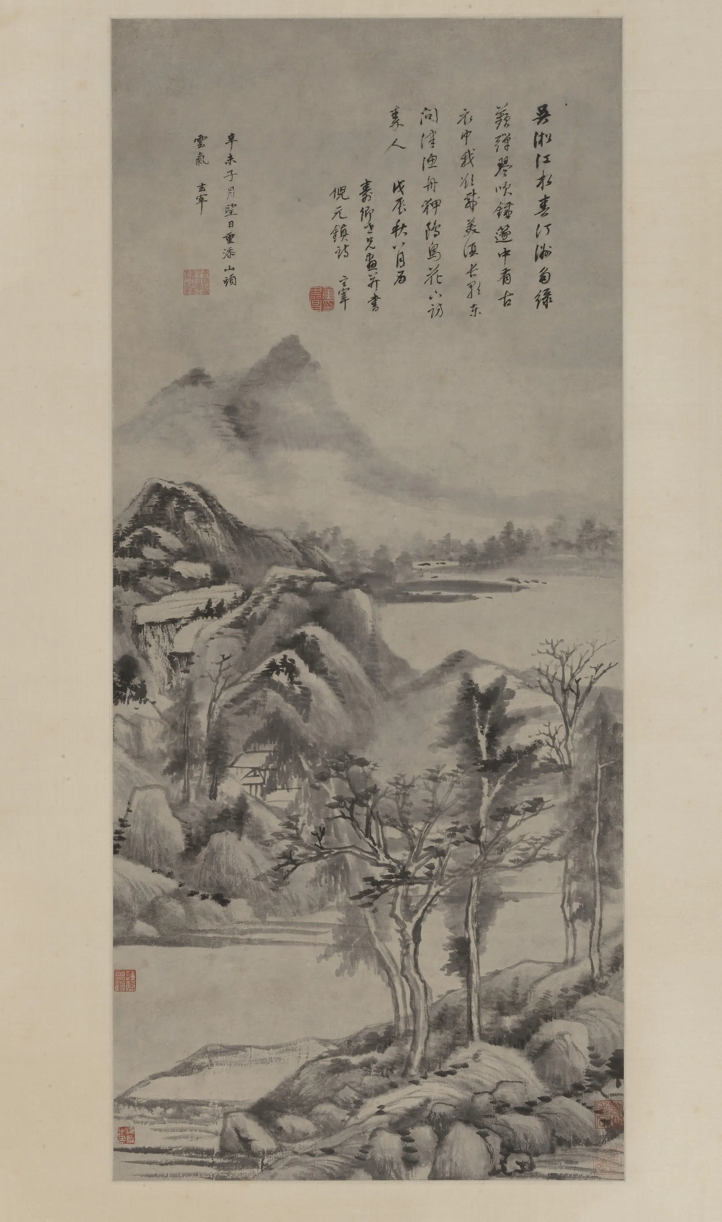 明朝【董其昌】《吴淞江水图轴》