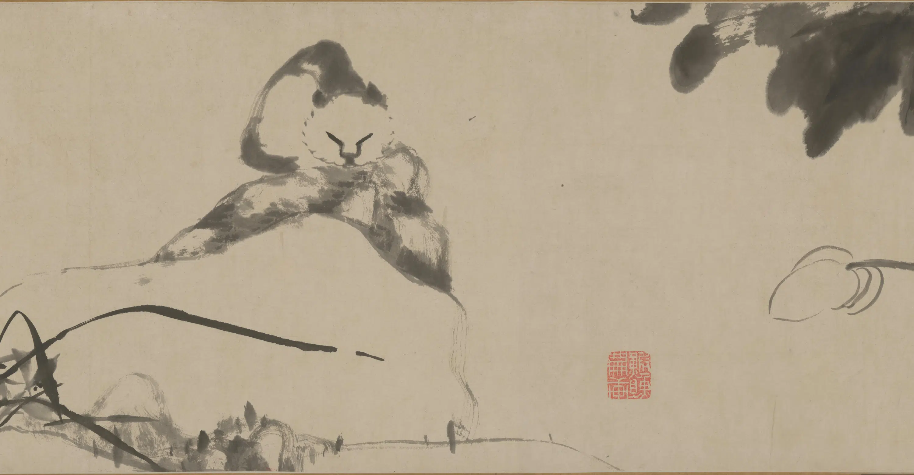清代【朱耷】《猫石图卷-猫石花卉卷》 第5张 清代【朱耷】《猫石图卷-猫石花卉卷》 第5张