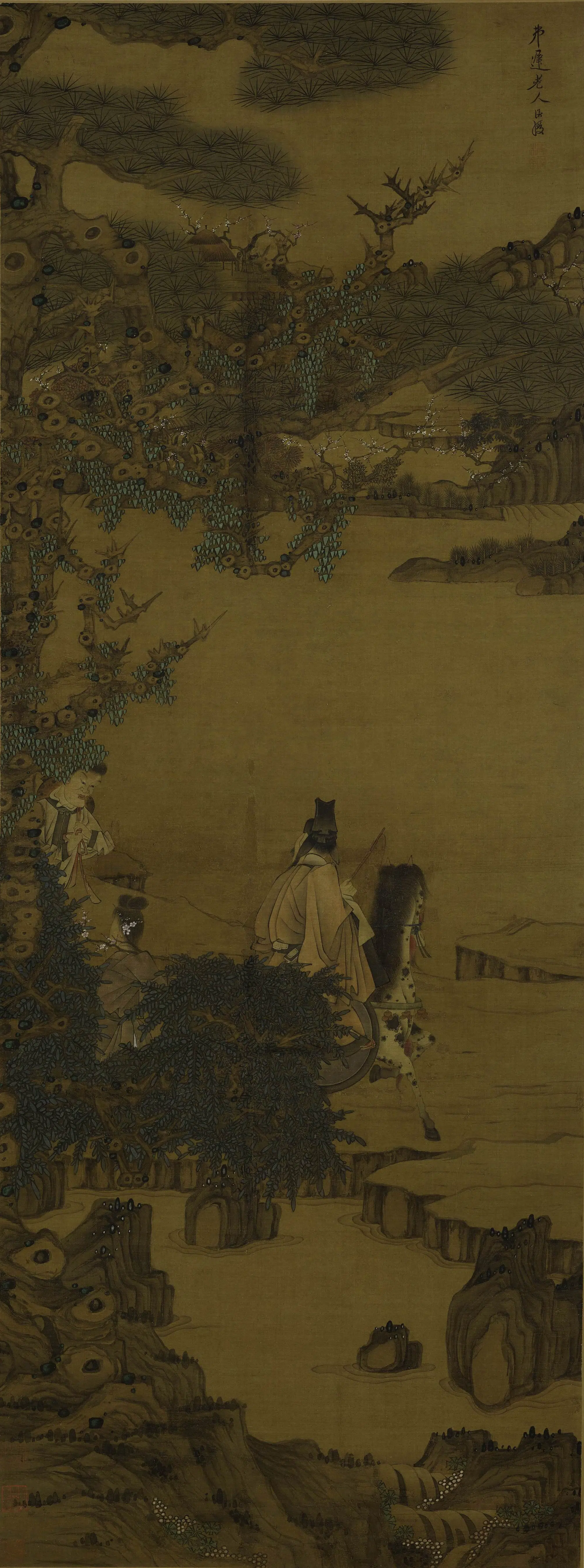 明朝【陈洪绶】《探梅图轴》