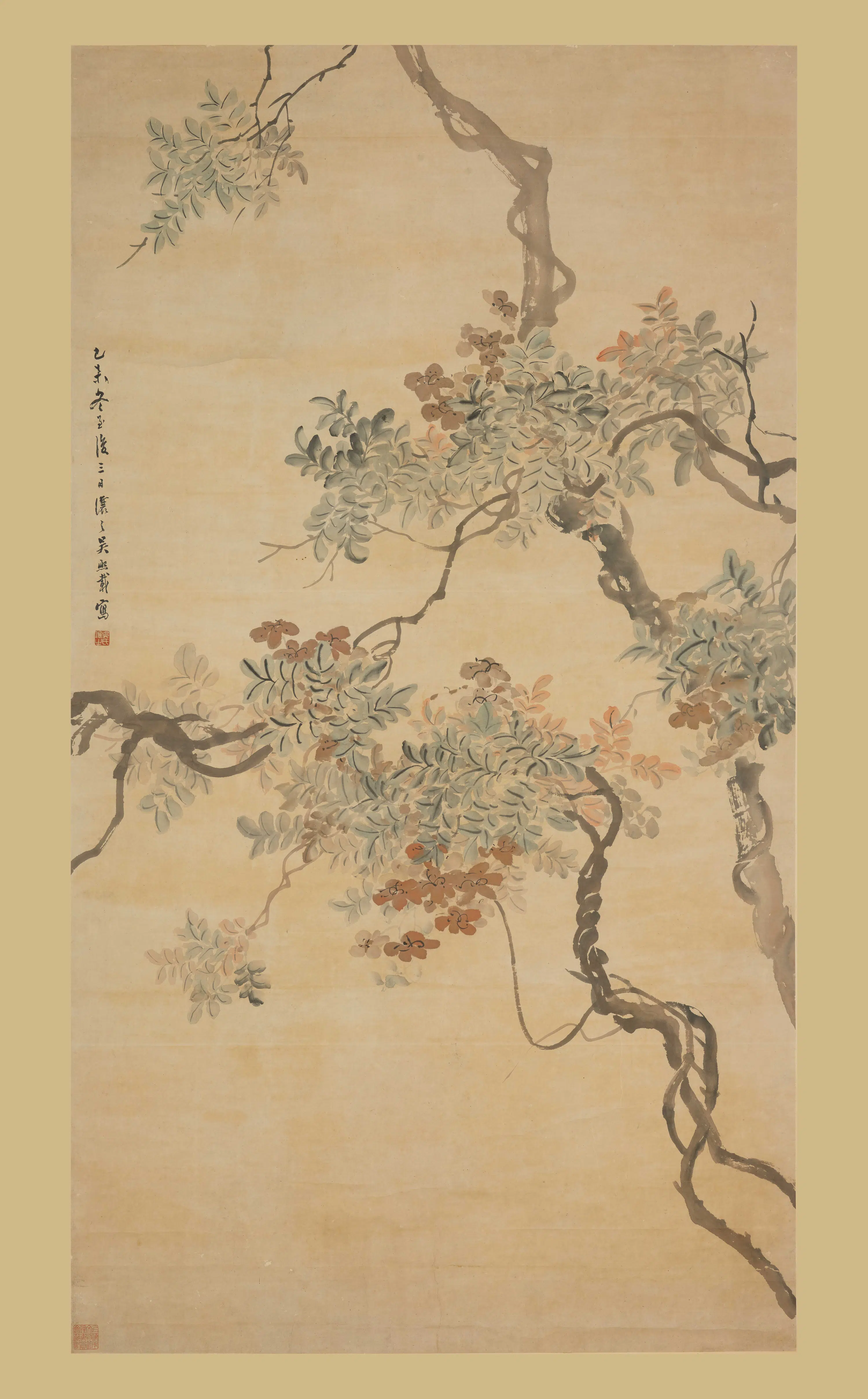 清代【吴熙载（让之）】《凌霄花图轴》