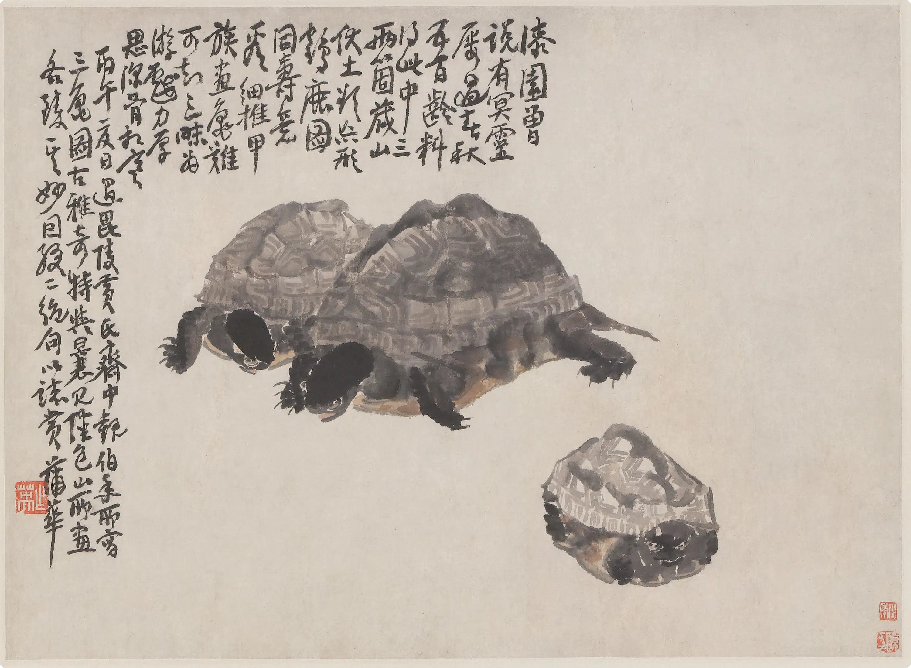 清代【任伯年（任颐）】《三龟图轴》