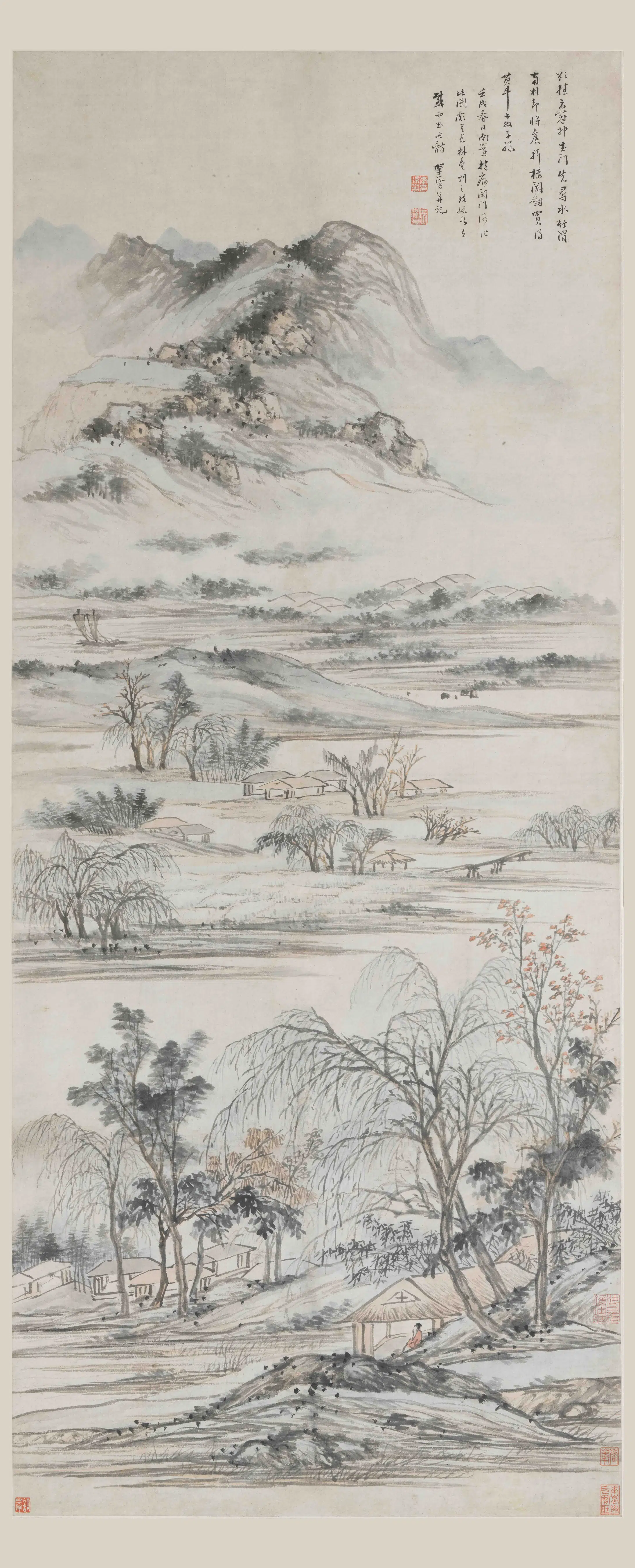 明朝【李流芳】《南村水竹图轴》
