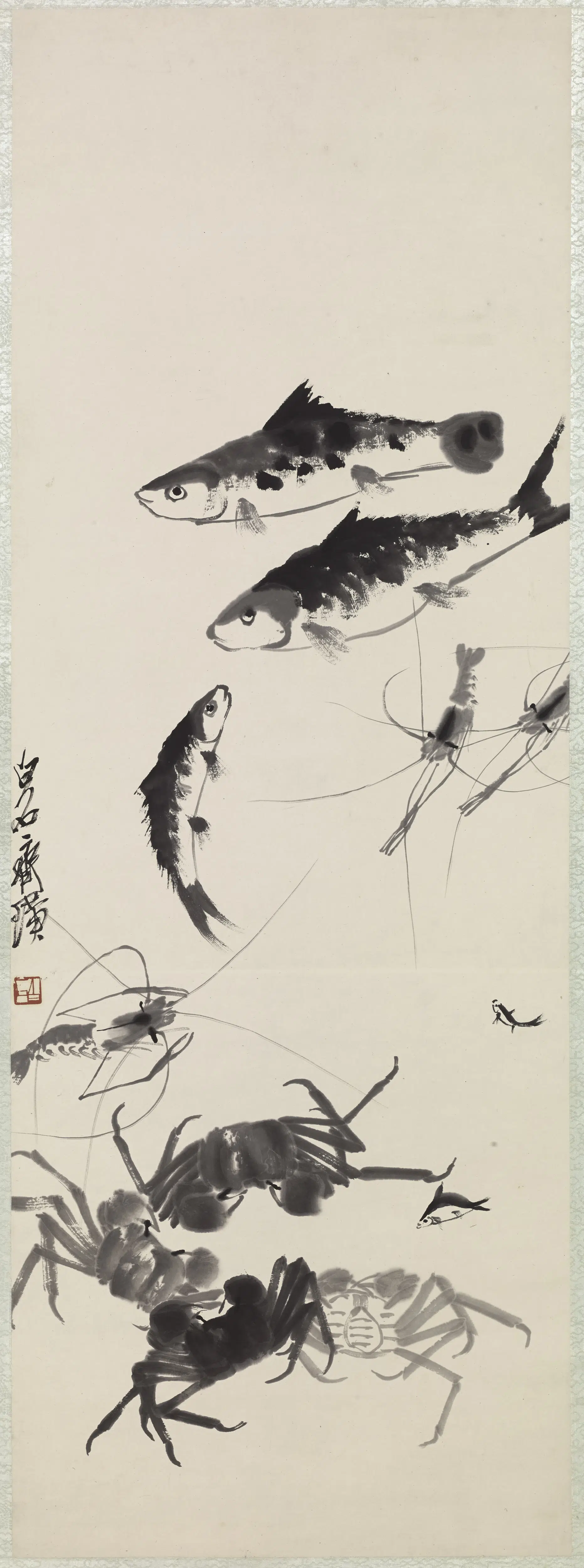 近现代【齐白石】《蟹鱼图轴》