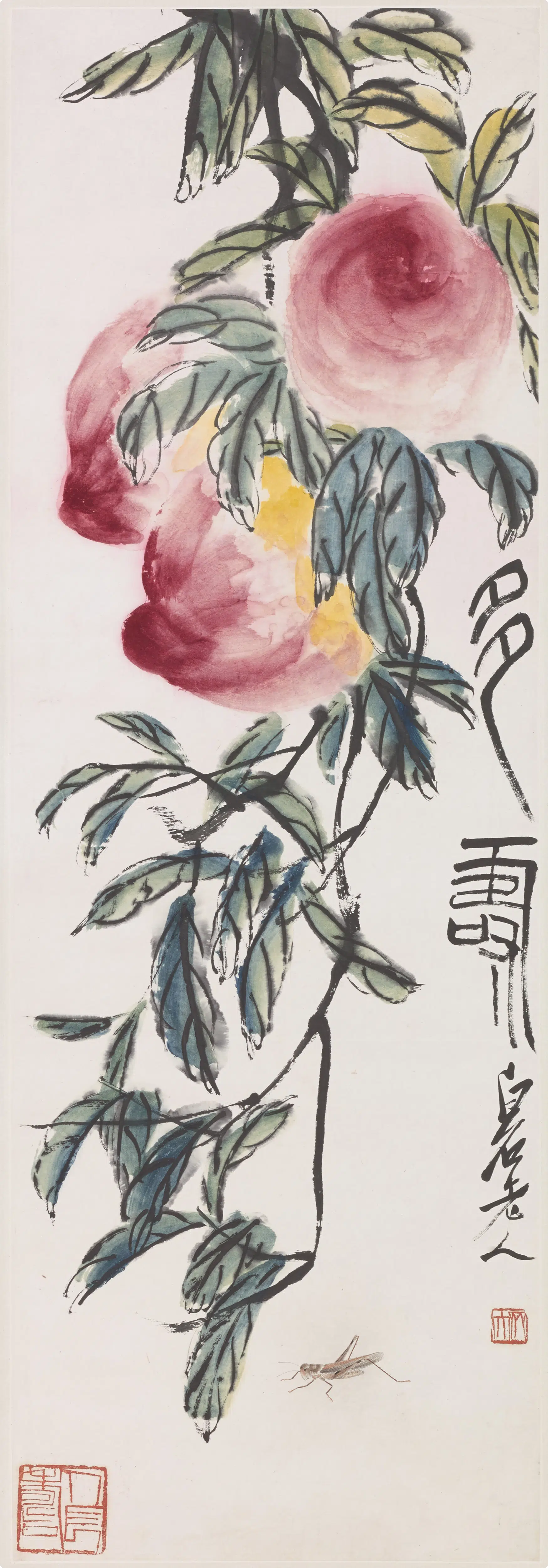 近现代【齐白石】《寿桃图轴》